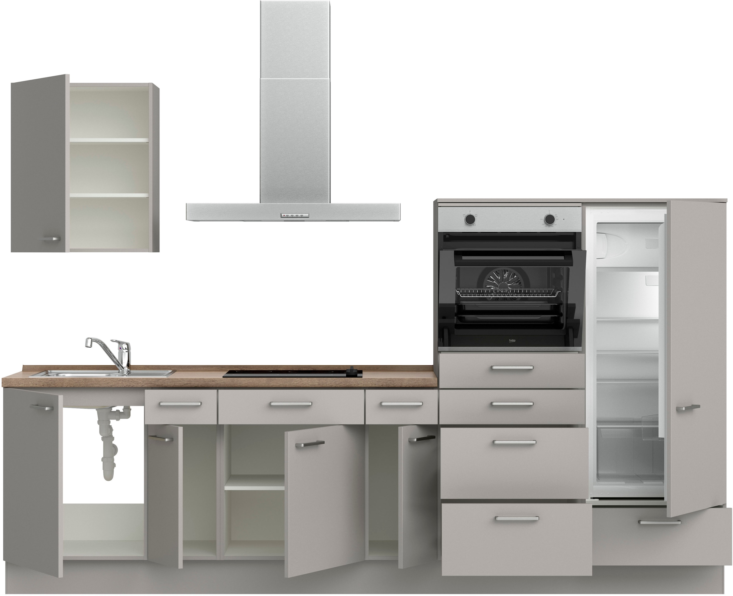 nobilia® Küchenzeile »"Touch I"« vormontiert, Ausrichtung wählbar, Breite 300 cm, wahlw. mit E-Geräten