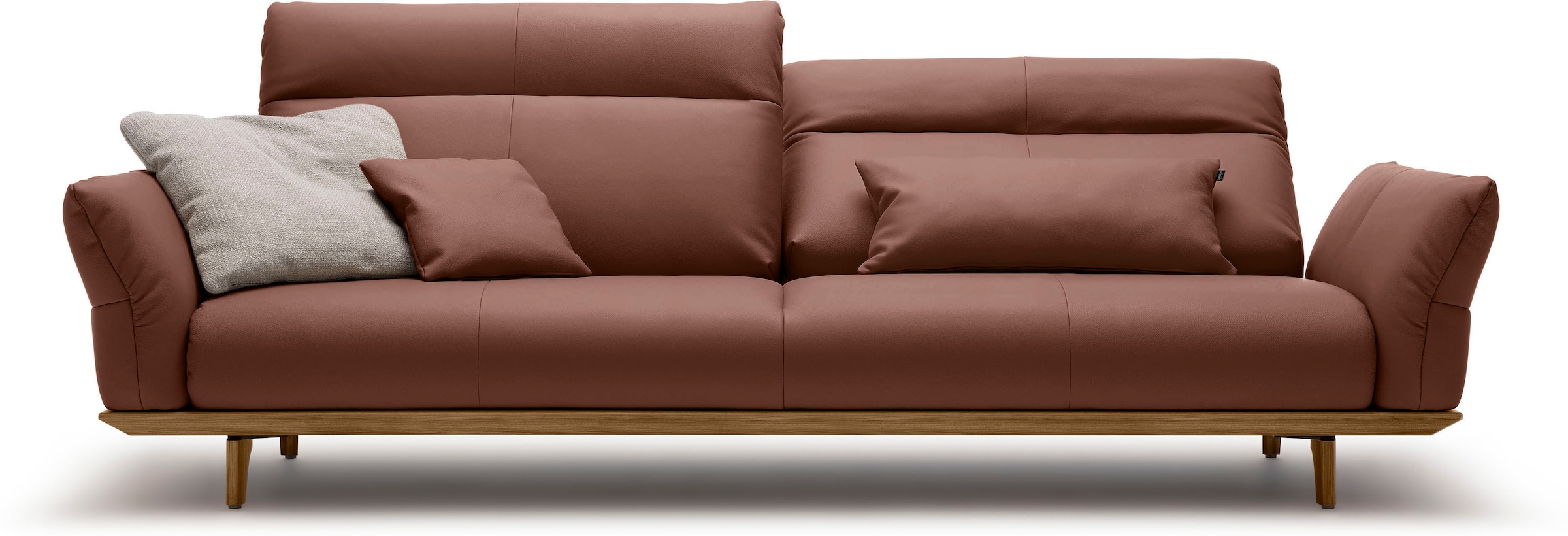 Creation BY ROLF BENZ 4-Sitzer "CR.460 mit verstellbarer Rückenlehne, Designsofa, bequem" Sockel in Nussbaum, Füße Nussbaum, Breite 248 cm