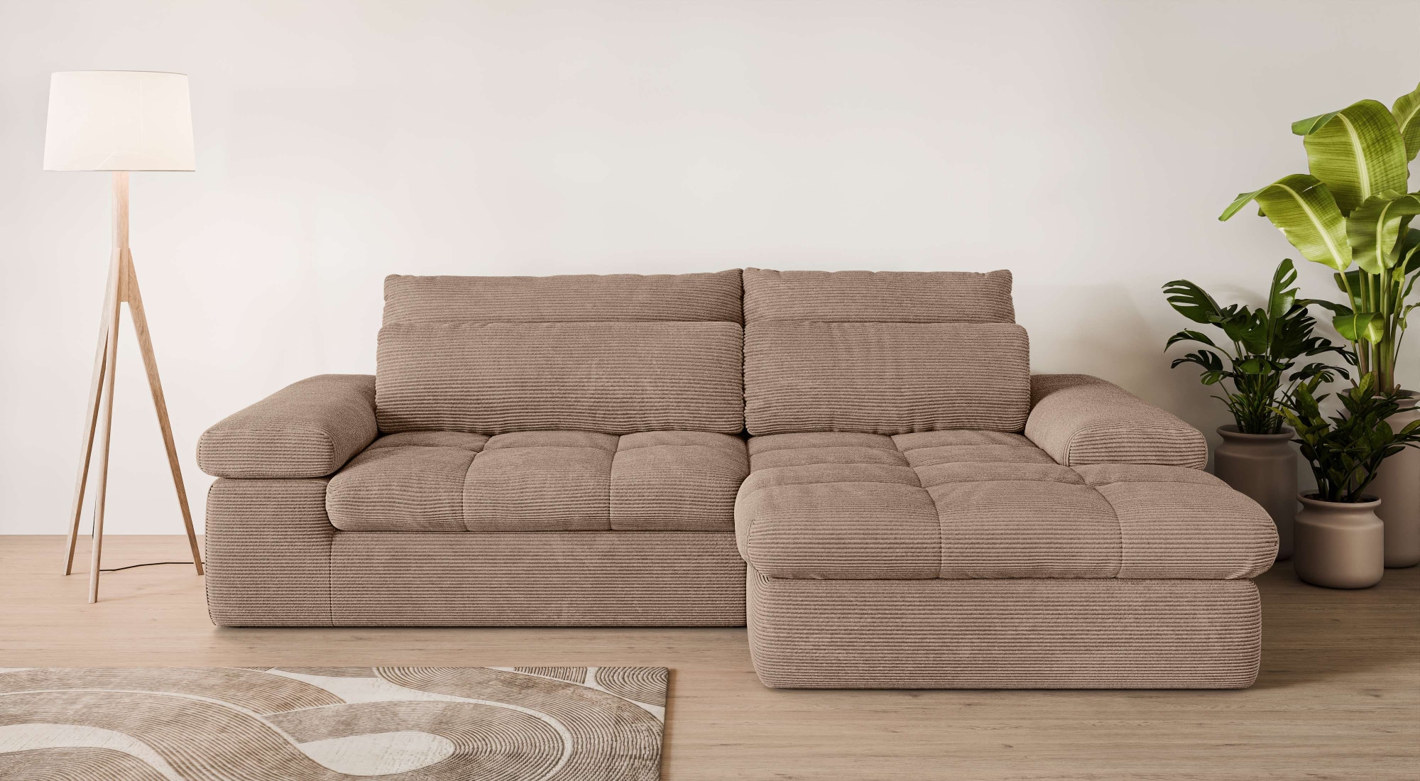 Home affaire Ecksofa "ALVERIE mit Recamiere, moderne Steppung, Maße: B/T/H günstig online kaufen