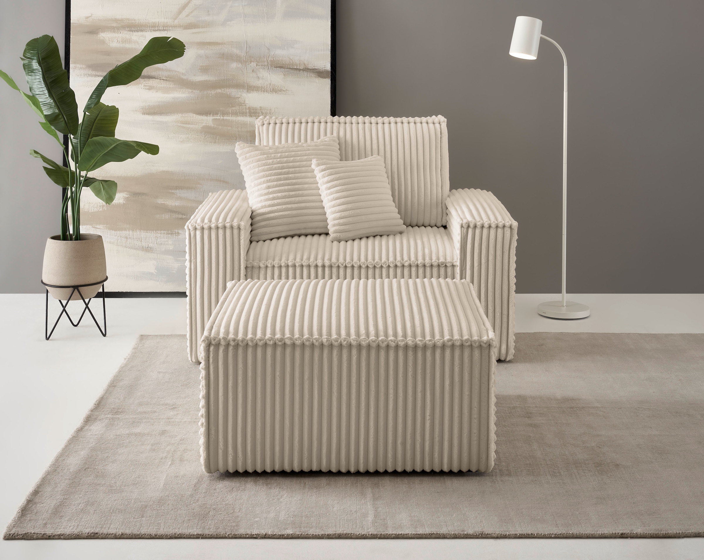 andas Loveseat "FINNLEY, Loveseat & Hocker im Set, trendige Stoffe, inkl. Z günstig online kaufen