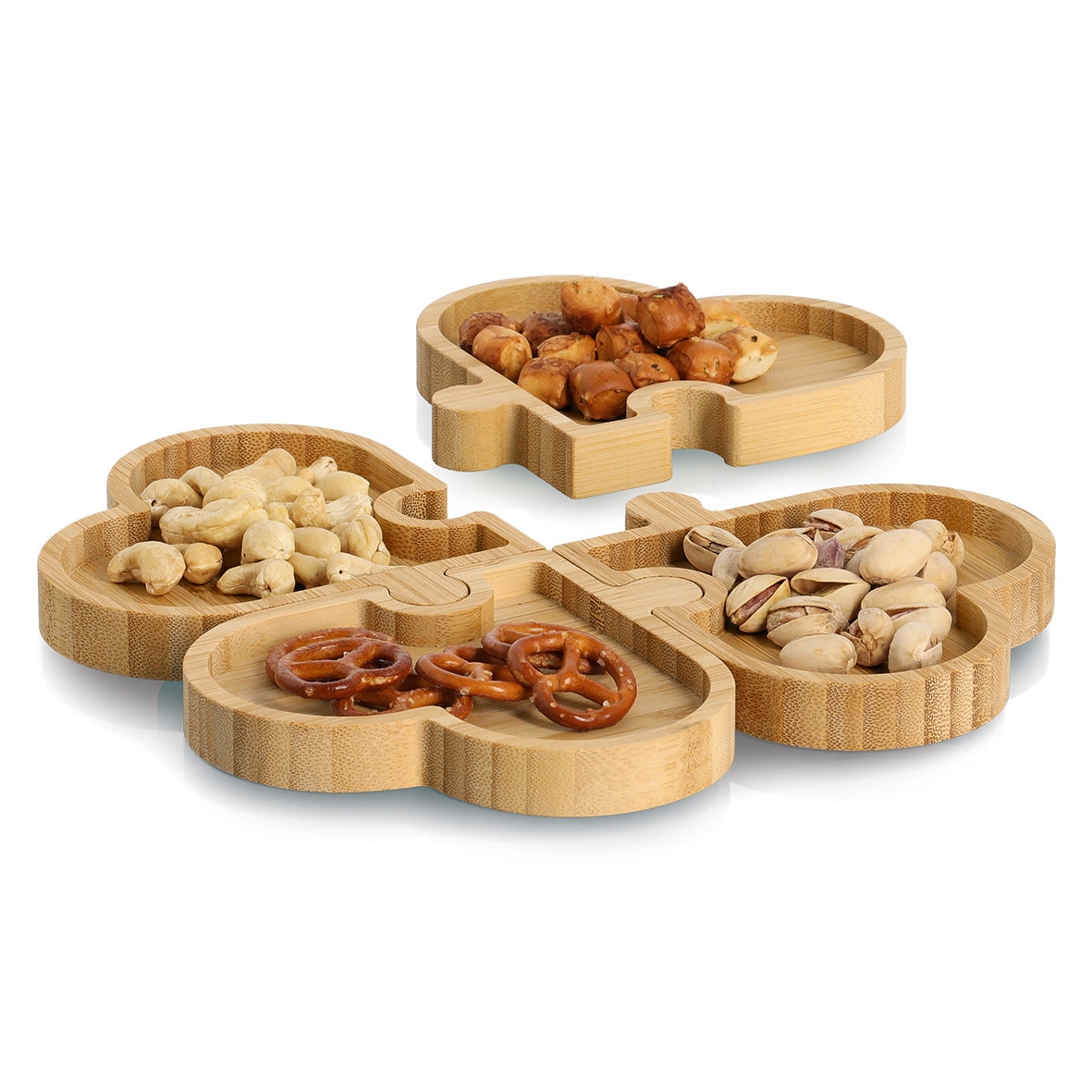 Zeller Present Snackschale »Snackteller "Hearts", Bambus, 2x 4-teiliges Set« 8 aus Bambus ca. 24x24x1,8 cm