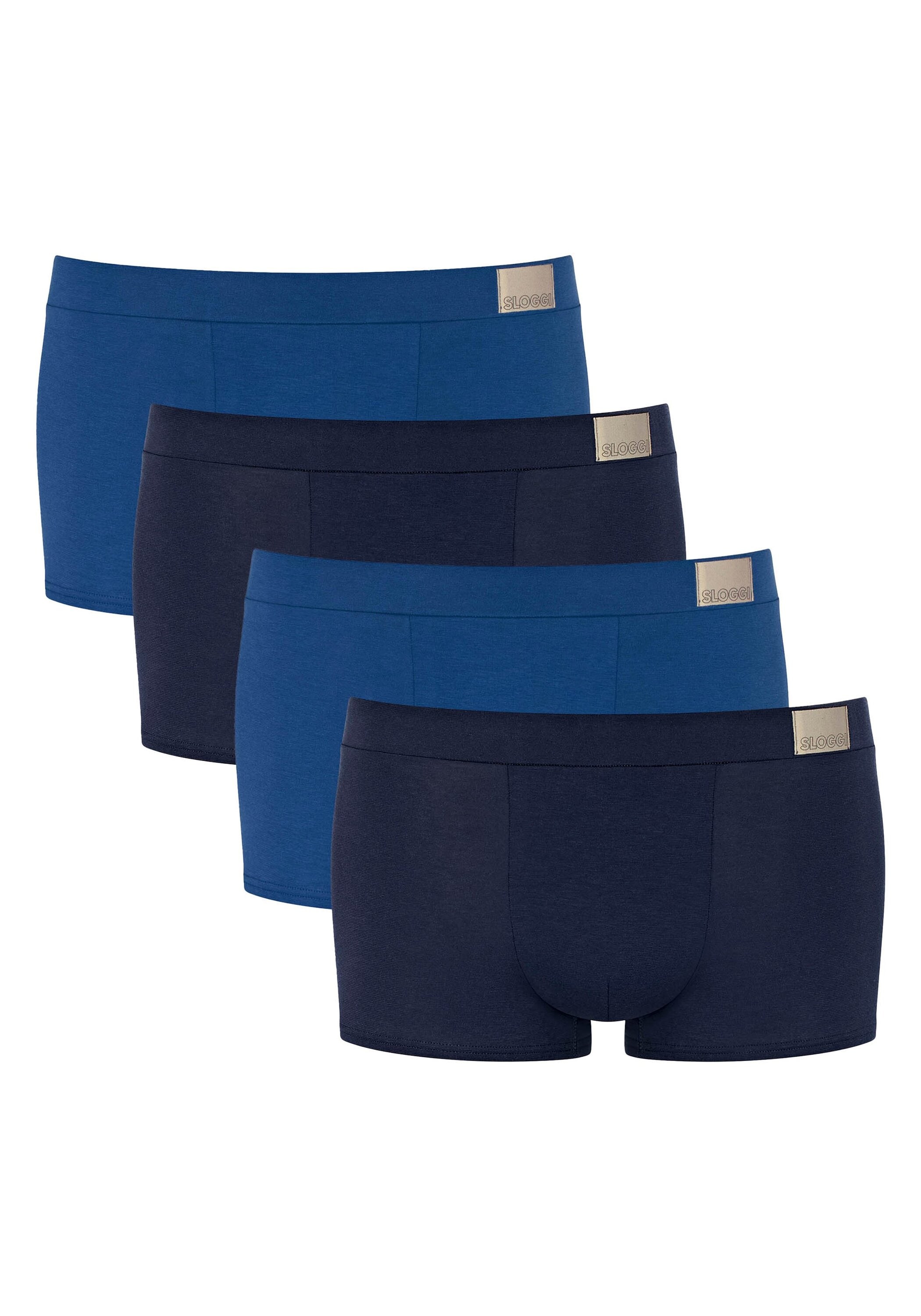 SLOGGI Herren Boxershorts "Boxershort GO Natural Hipster C4P 4er Pack", Gr. XL, blau, Obermaterial: 95% Baumwolle CO. 5% Elasthan EL., Unterhosen
