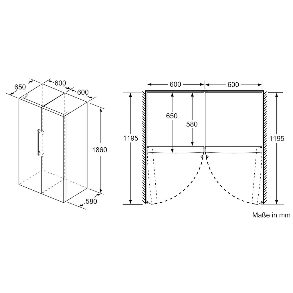 BOSCH European Side-by-Side »KAN95VLEP«, 186 cm hoch, 120 cm breit, mit Schnellkühlfunktion-höhenverstellbare Füße-Flaschenregal