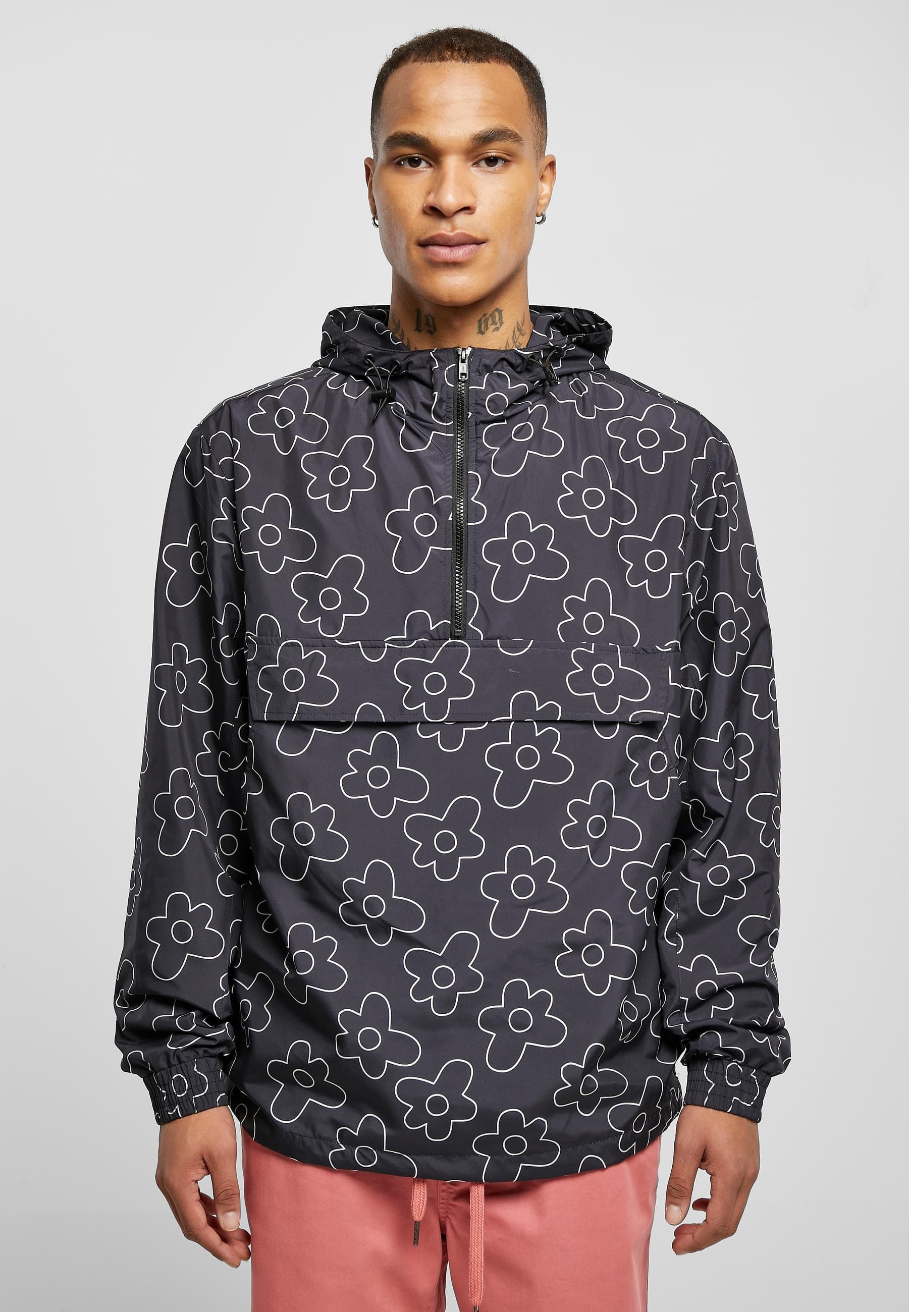 URBAN CLASSICS Windbreaker »Urban Classics Herren Flower AOP Pull Over Jacket«, (1 St.), mit Kapuze