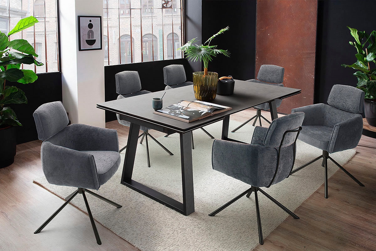 MCA furniture Esstisch »NARBONNE Kufentisch 200-300 cm«, (Einzelstück), Keramik,Metall,Stirnauszug,ausziehbar,Tischplatte 13 mm,10-12 Personen