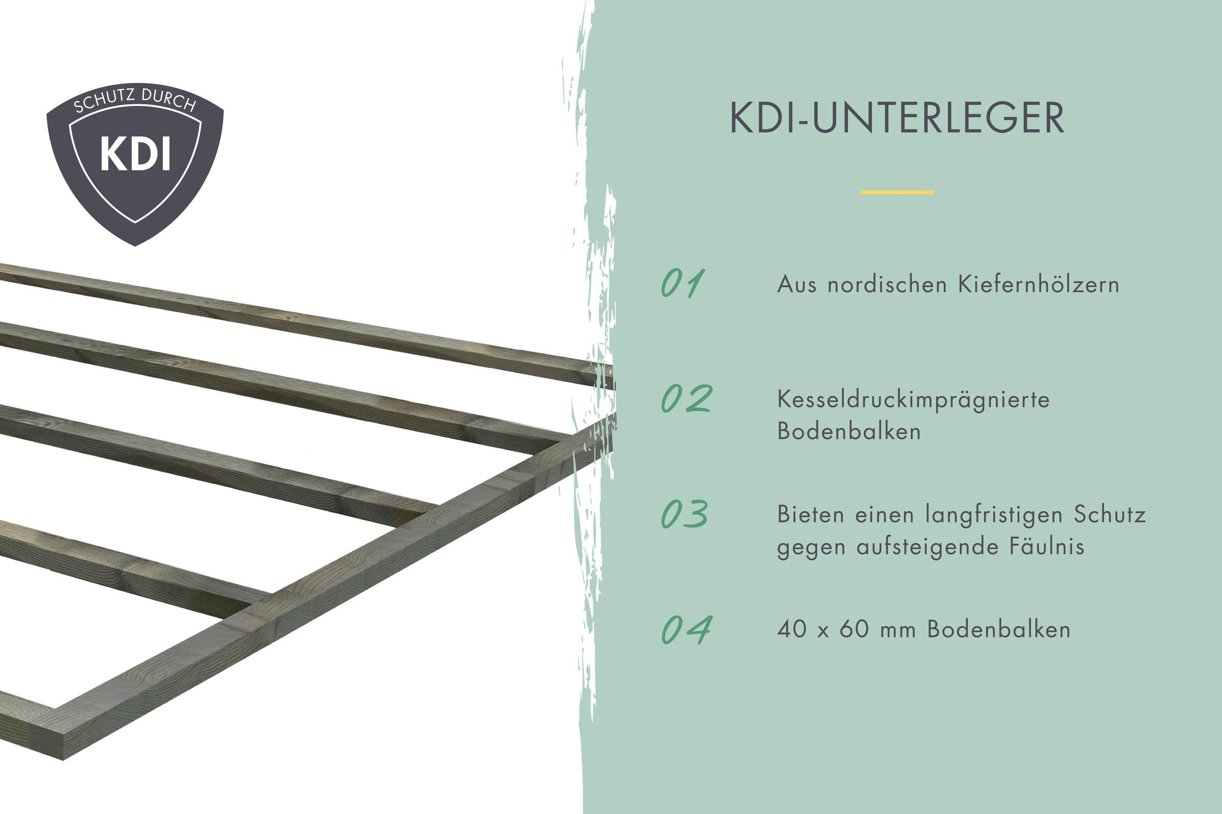 Karibu Gartenhaus-Fußboden »für "Callisto 2", naturbelassen«, aus hochwertigem Massivholz, mit kesseldruckimprägnierten Bodenbalken