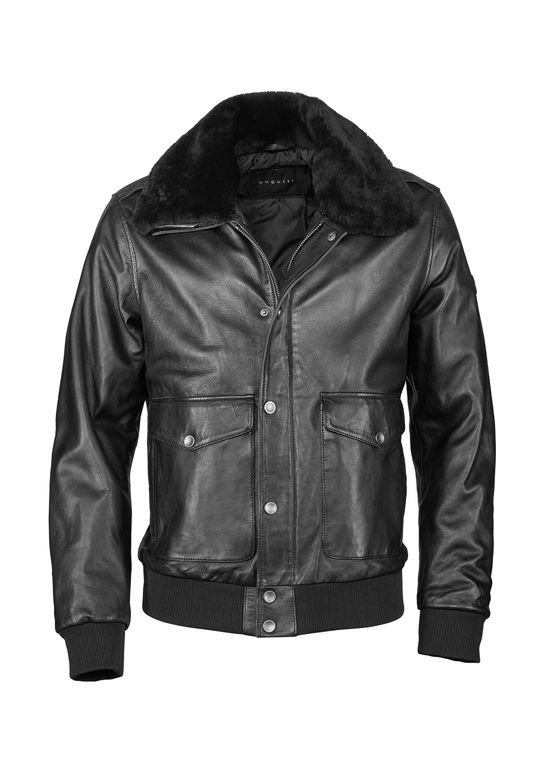 bugatti Lederjacke "BUWALES" ohne Kapuze aus weichem Leder