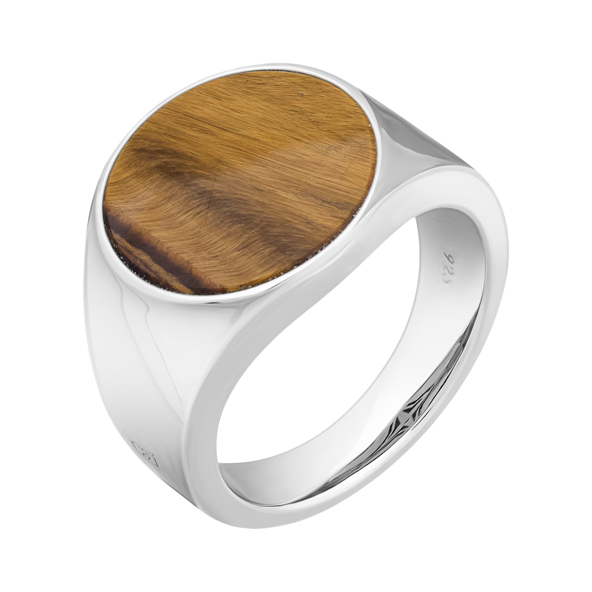 CAÏ Fingerring »925 Silber rhodiniert Tigerauge«