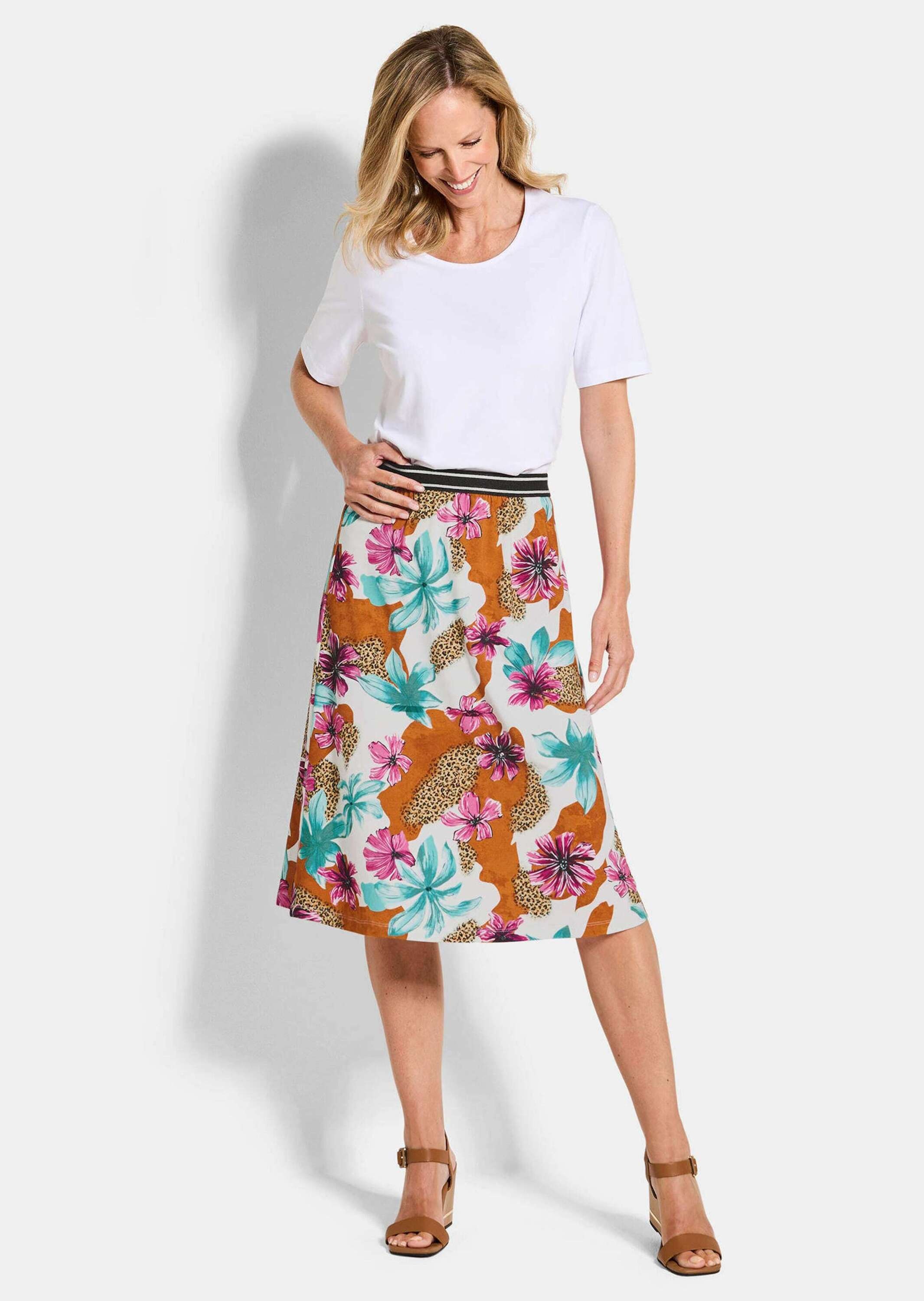 GOLDNER Jerseyrock "Druckrock mit Blumenmuster" stretchbequemer Viskosejers günstig online kaufen