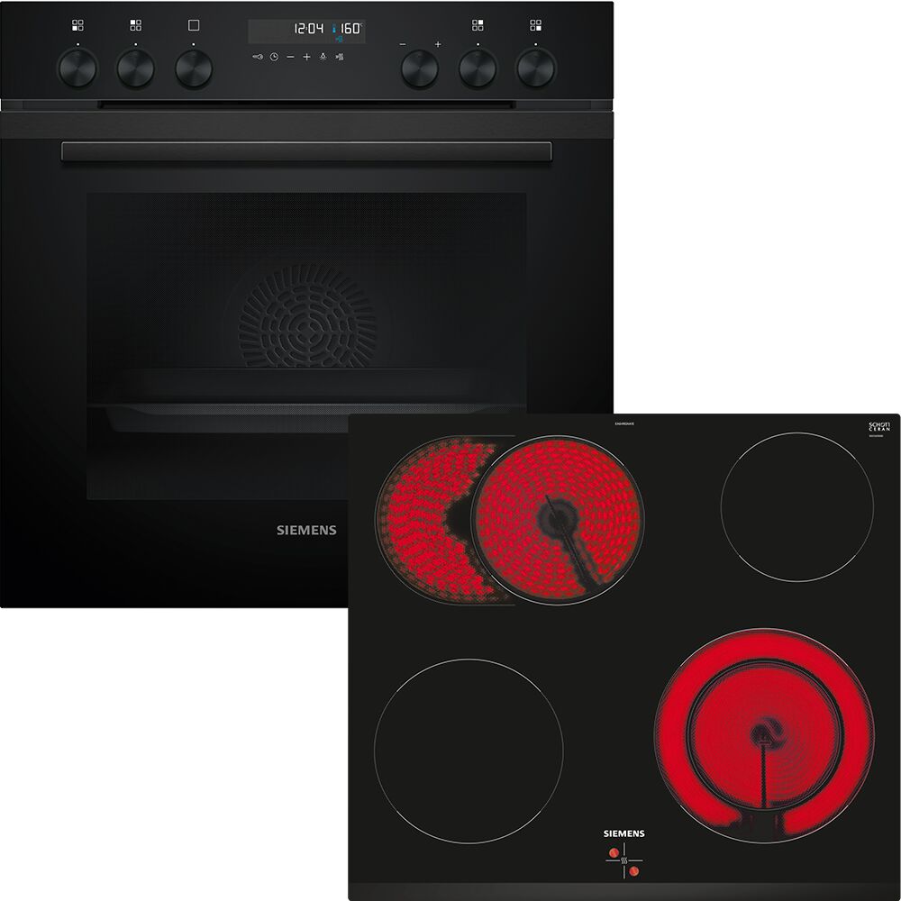 SIEMENS Elektro-Herd-Set "PQ522KAAB", schwarz, Herdsets, 3D Heißluft