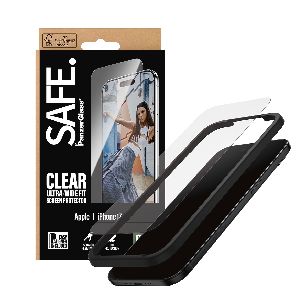 SAFE by PanzerGlass Displayschutzglas »Ultra-Wide Fit Screen Protector«, für Apple iPhone Air, Displayschutzfolie, Schutzfolie, Bildschirmschutz, kratz- & stoßfest