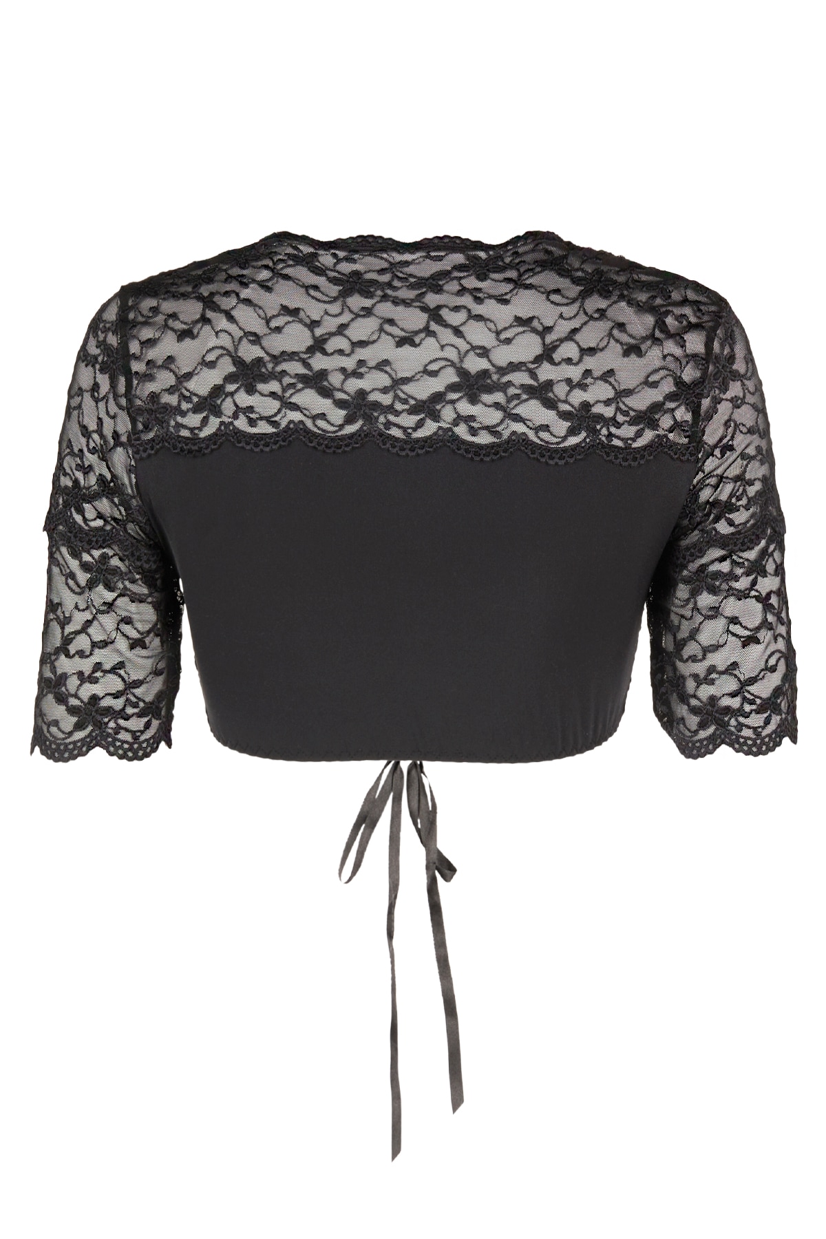 Nina Von C. Dirndlbluse V-Ausschnitt, Spitze, bauchfrei, Kurzarm, Schnürung vorne