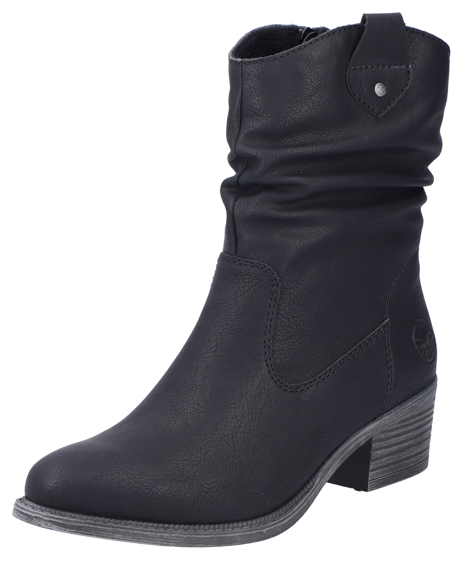 Rieker Westernstiefelette, Cowboyboots, slouchy Schaft, Blockabsatz, mit Innen-Reißverschluss