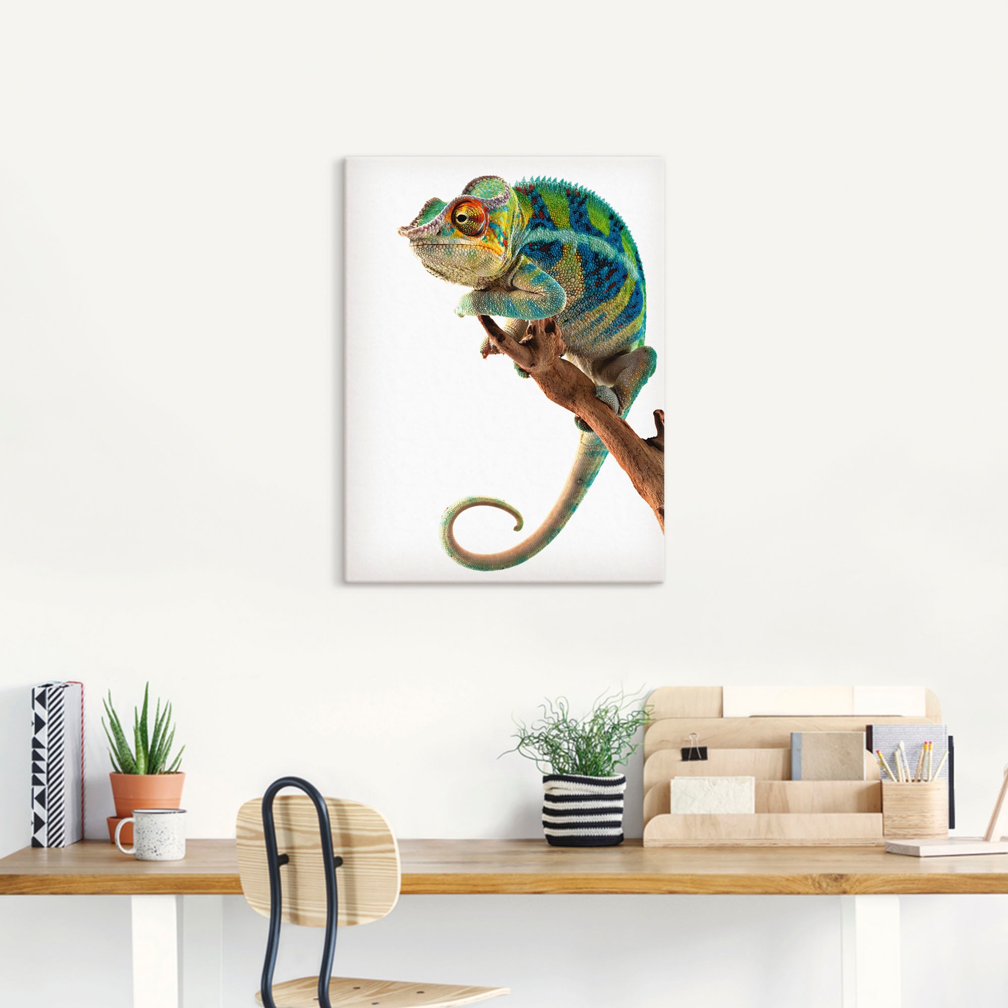 Artland Wandbild "Ambanja Panther Chamäleon" Reptilien 1 Stk. tlg. als Lein günstig online kaufen