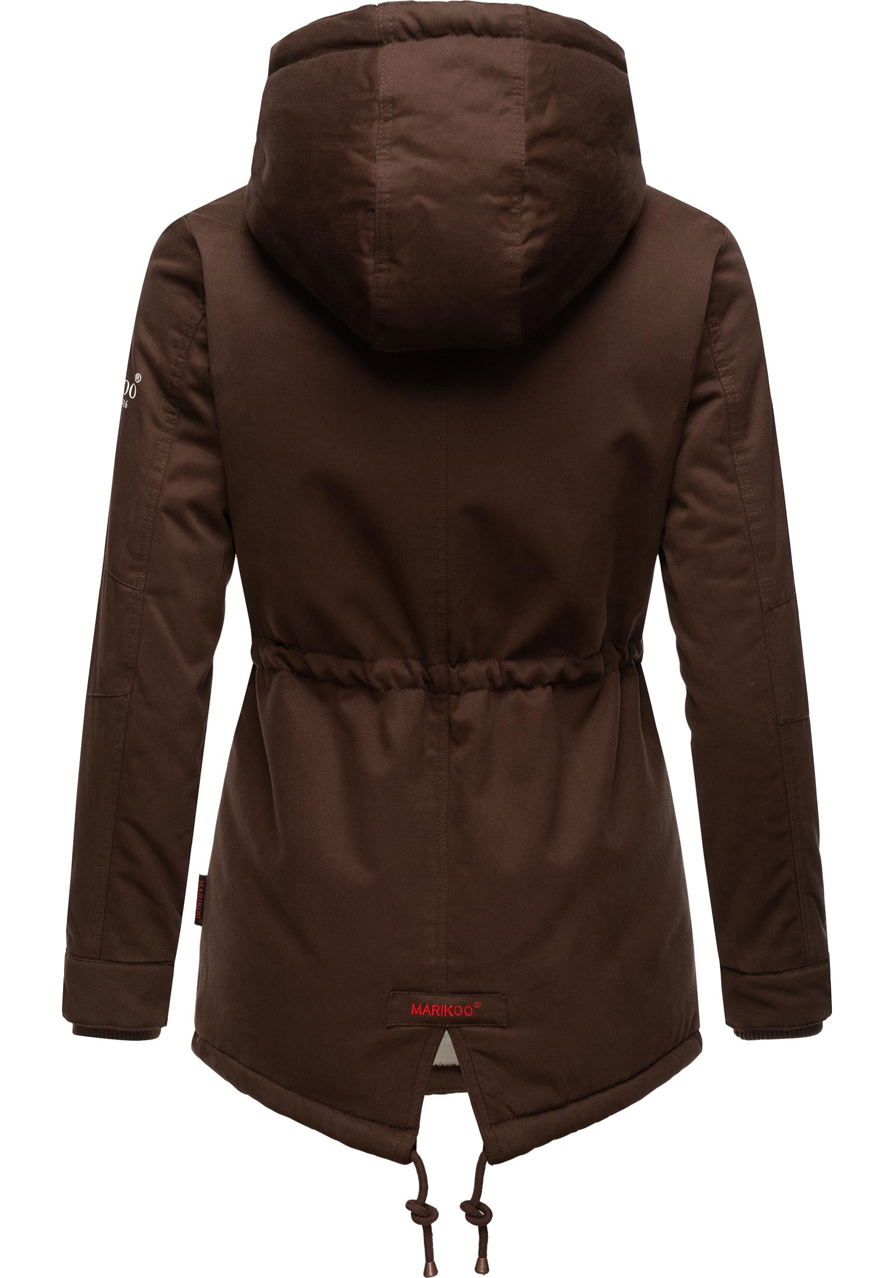 Thumbnail - Marikoo Winterjacke "Manolya", mit Kapuze, stylischer Kurzmantel mit weichem Teddyfell-Futter