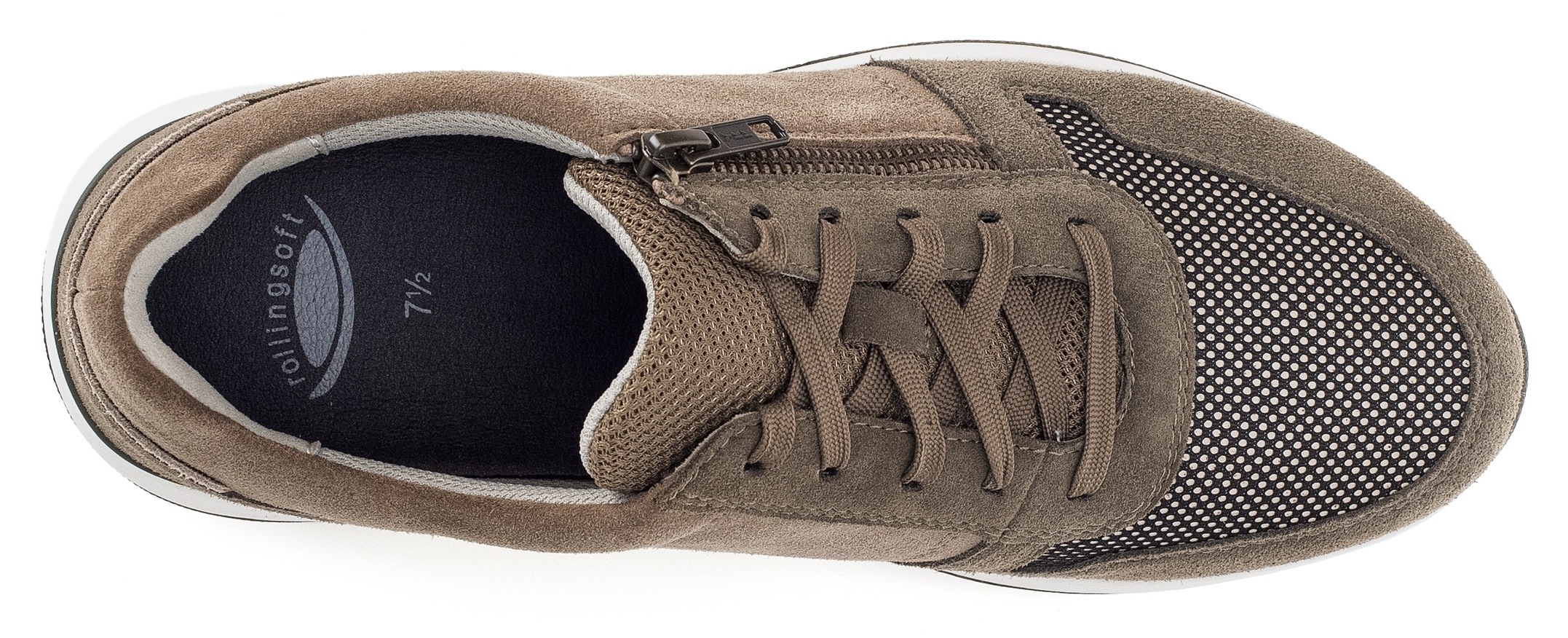 Gabor Rollingsoft Keilsneaker, Freizeitschuh, Halbschuh, Schnürer mit Außenreißverschluss, G-Weite