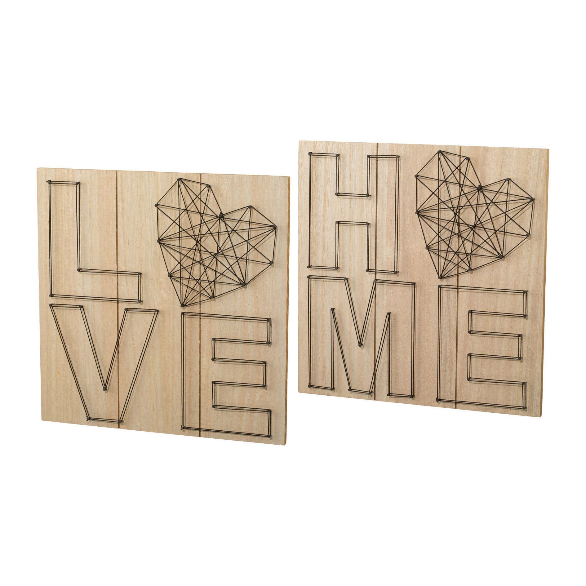Creativ home Holzbild Set, 2 Stk. tlg. Wanddeko, aus Holz, mit Schriftzug