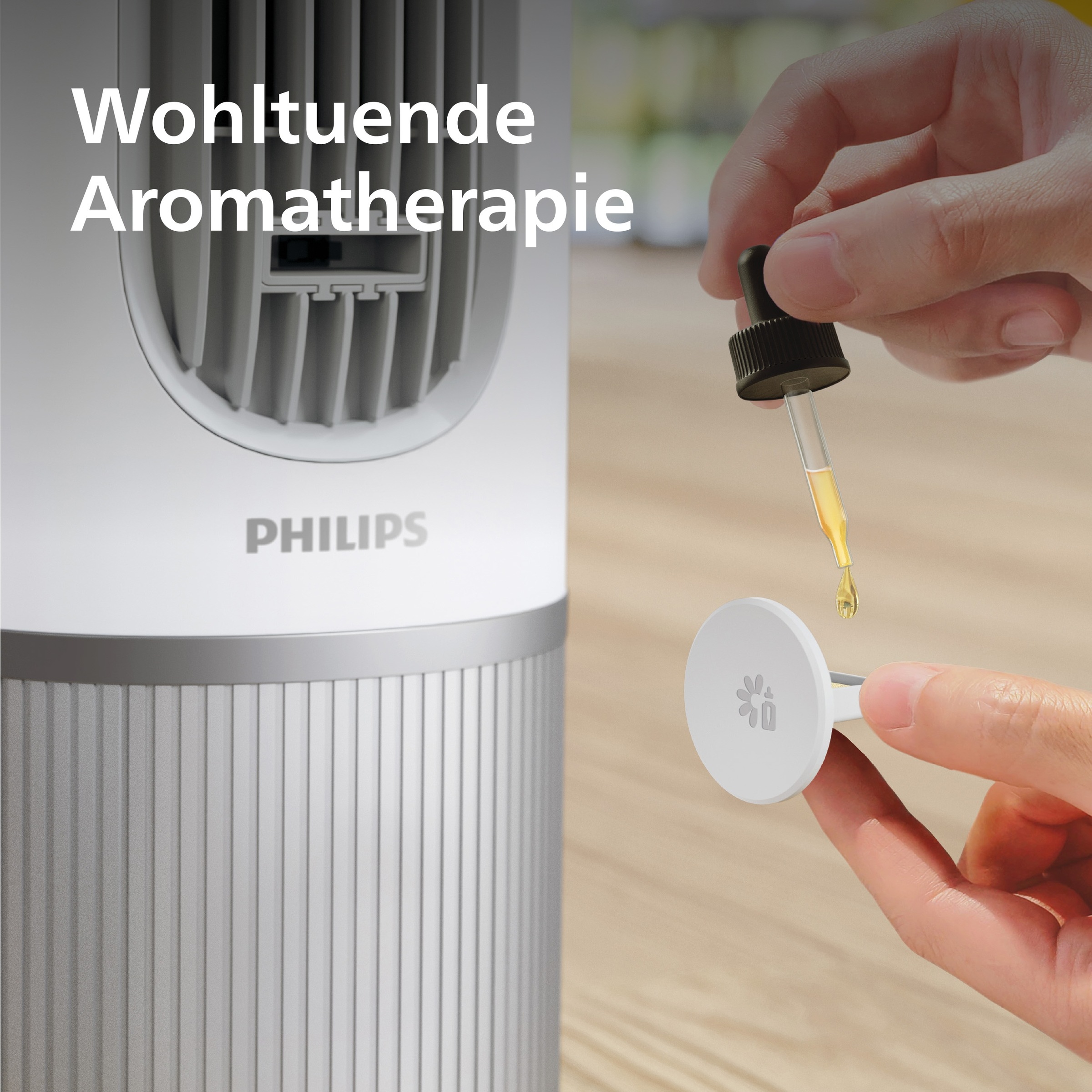 Philips Turmventilator »CX7550 Serie 7000 mit 12 Geschwindigkeiten u. Aromatherapie-Zusatz« Oszillierend, besonders leise, mit DC-Motor, Timer u. Fernbedienung