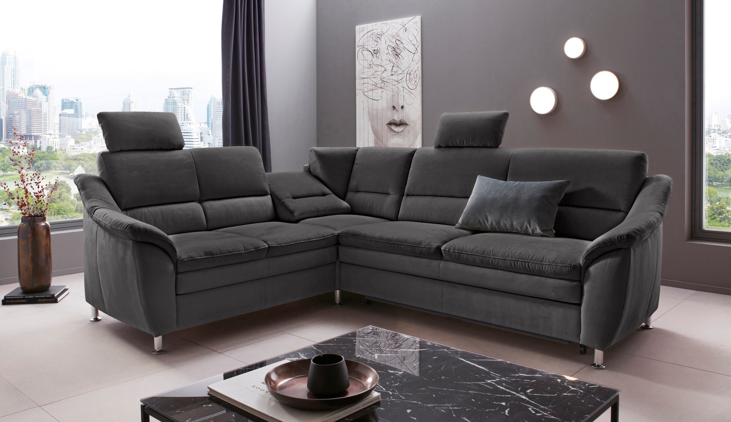 OTTO home Ecksofa "Cardoso L-Form" Federkern, wahlweise mit Bett, Schubkasten, teilweise Relaxfunktion
