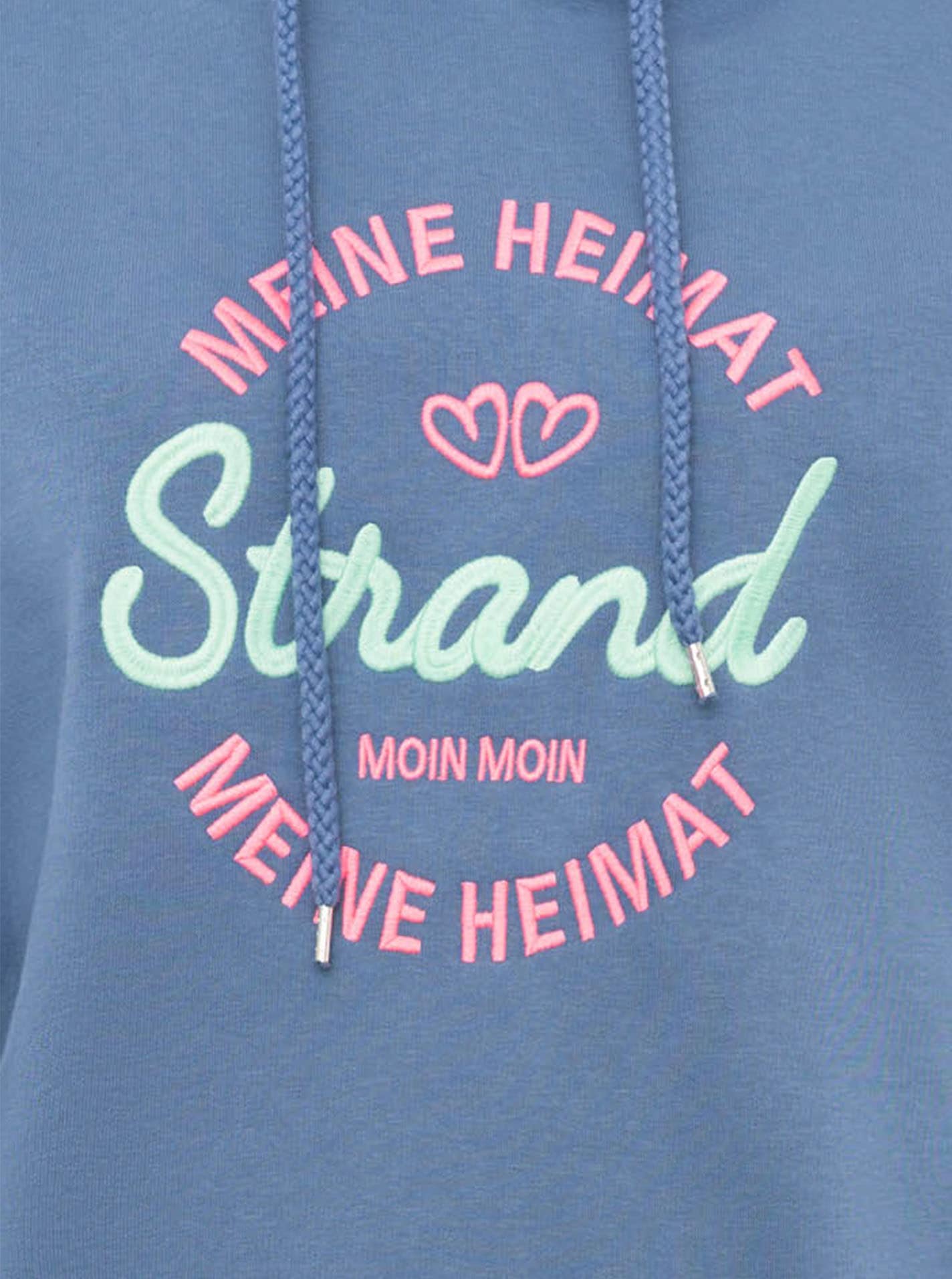 Zwillingsherz Hoodie »"Meine Heimat"«, mit aufgesticktem "Strand"-Schriftzug vorne und hinten

