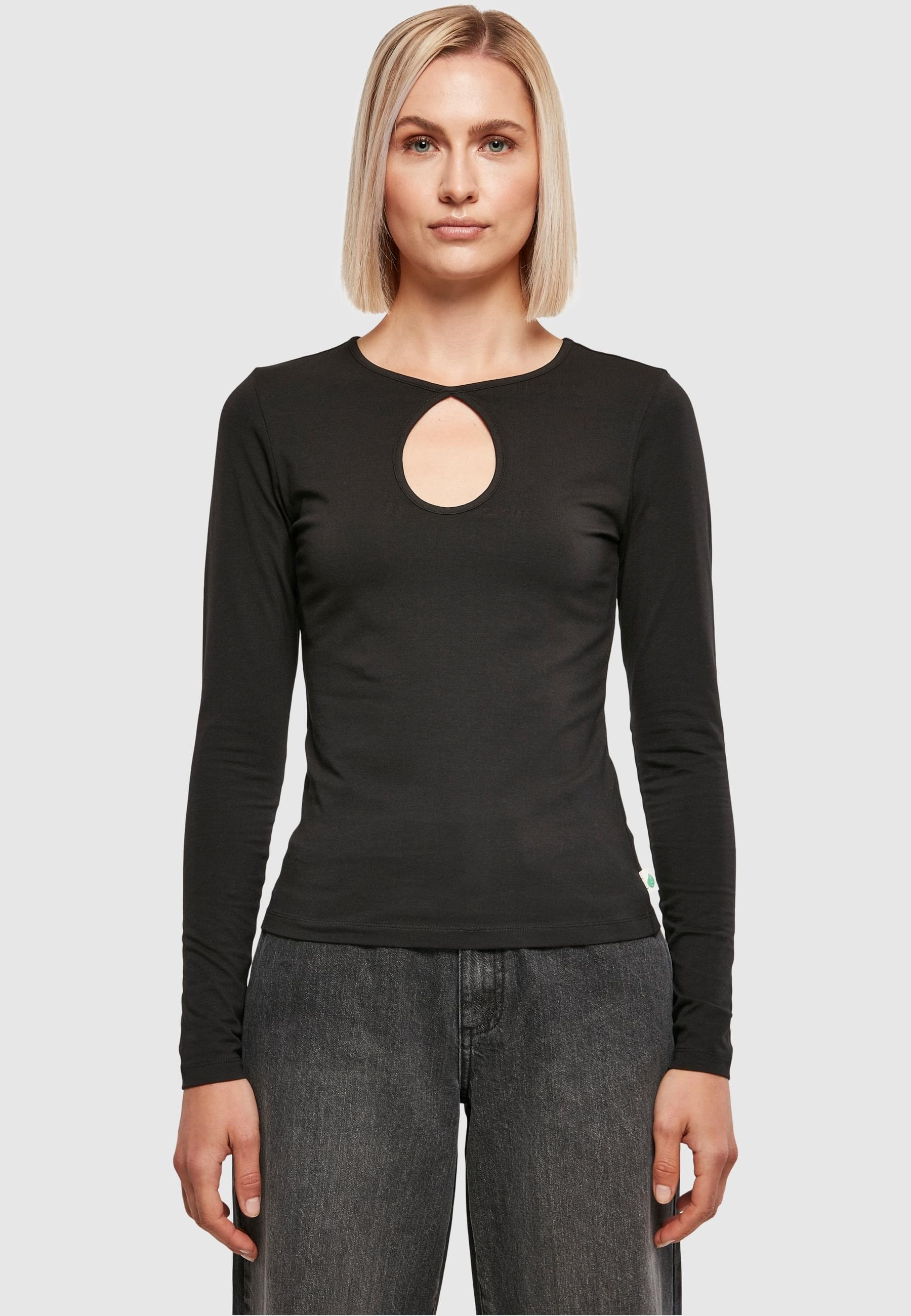 URBAN CLASSICS Longsleeve »Urban Classics Damen Ladies Organic Keyhole Longsleeve«, (1 tlg.)