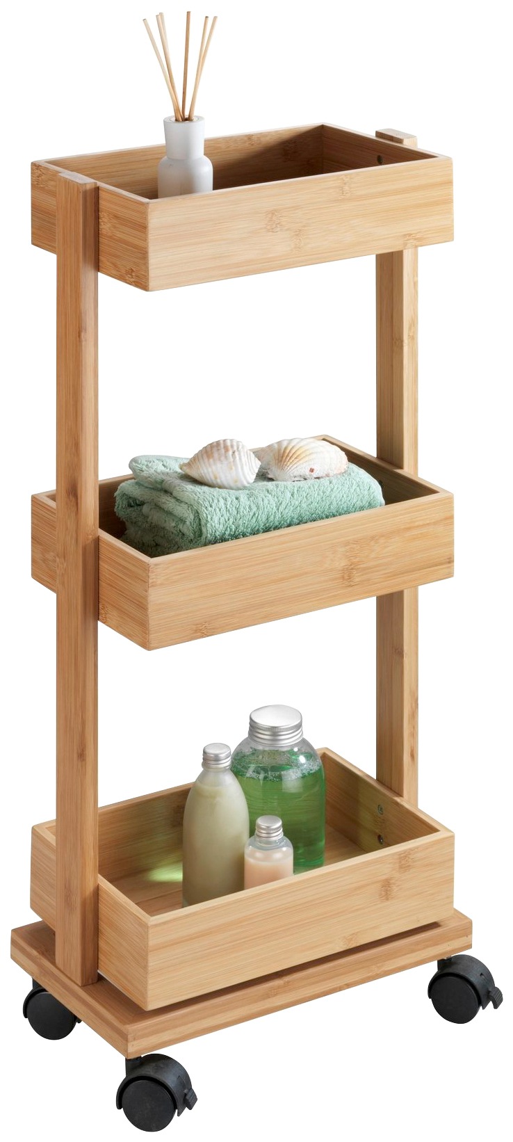 WENKO Rollwagen "Regal Tortona" Badezimmer-Schrank mit 3 Ablagen günstig online kaufen