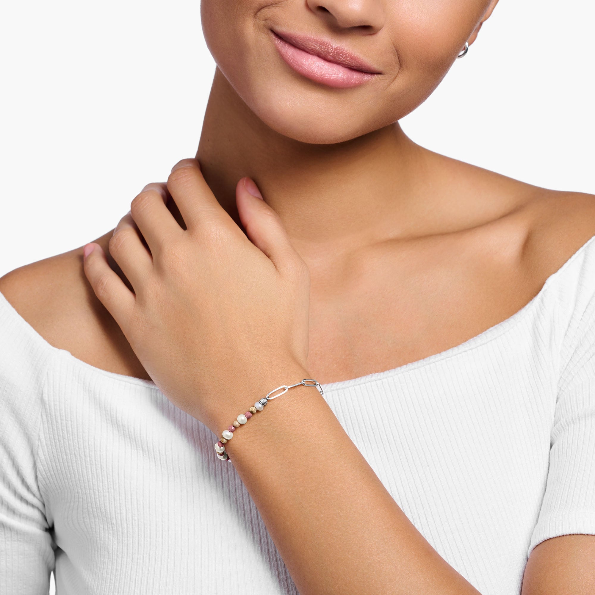 THOMAS SABO Armband »Perlen, A2099-350-7-L19«, mit Jaspis - mit Süßwasserzuchtperle