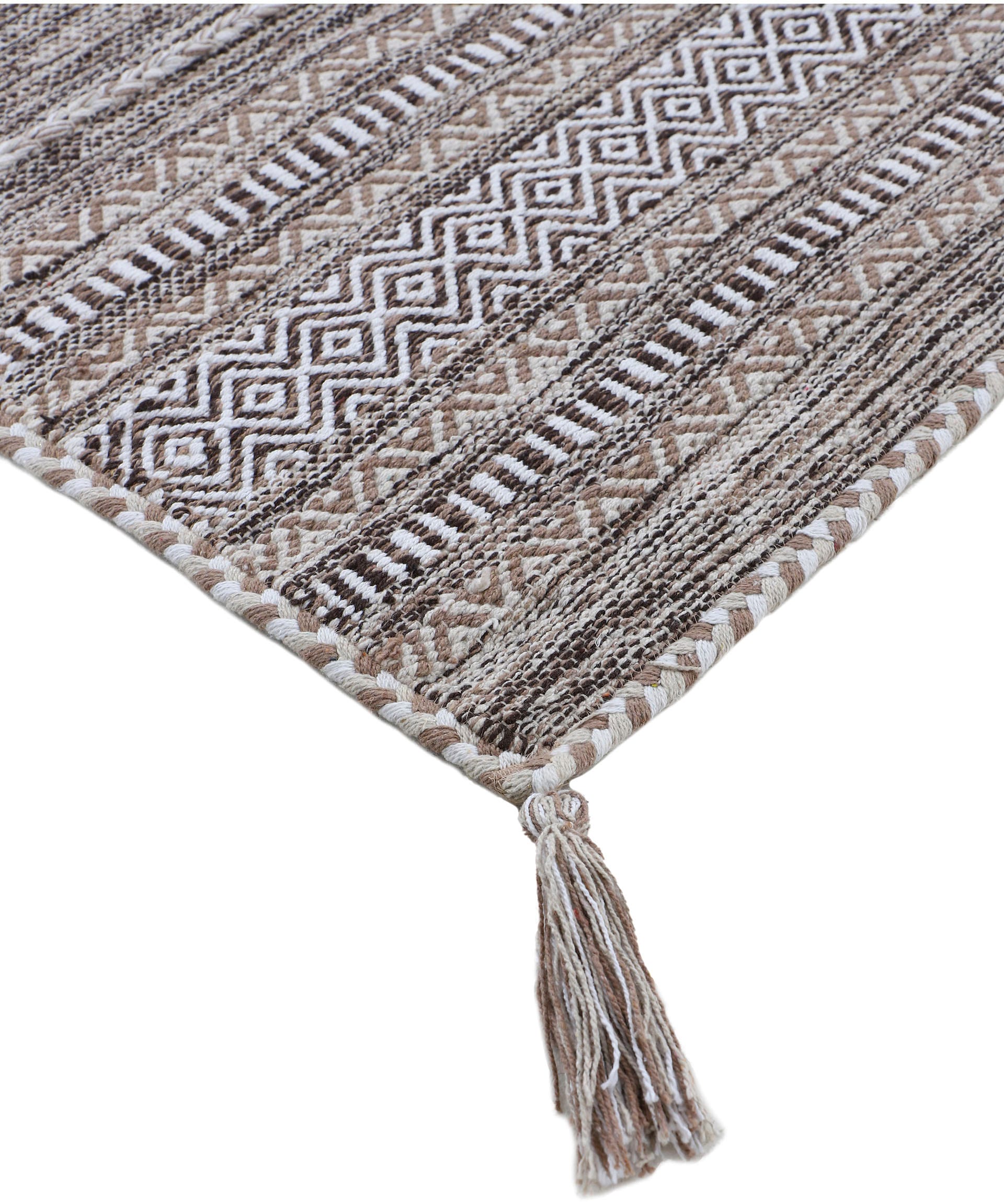 carpetfine Läufer »Kelim Azizi«, rechteckig, 5 mm Höhe, Baumwolle, Wendeteppich mit Fransen, Wohnzimmer