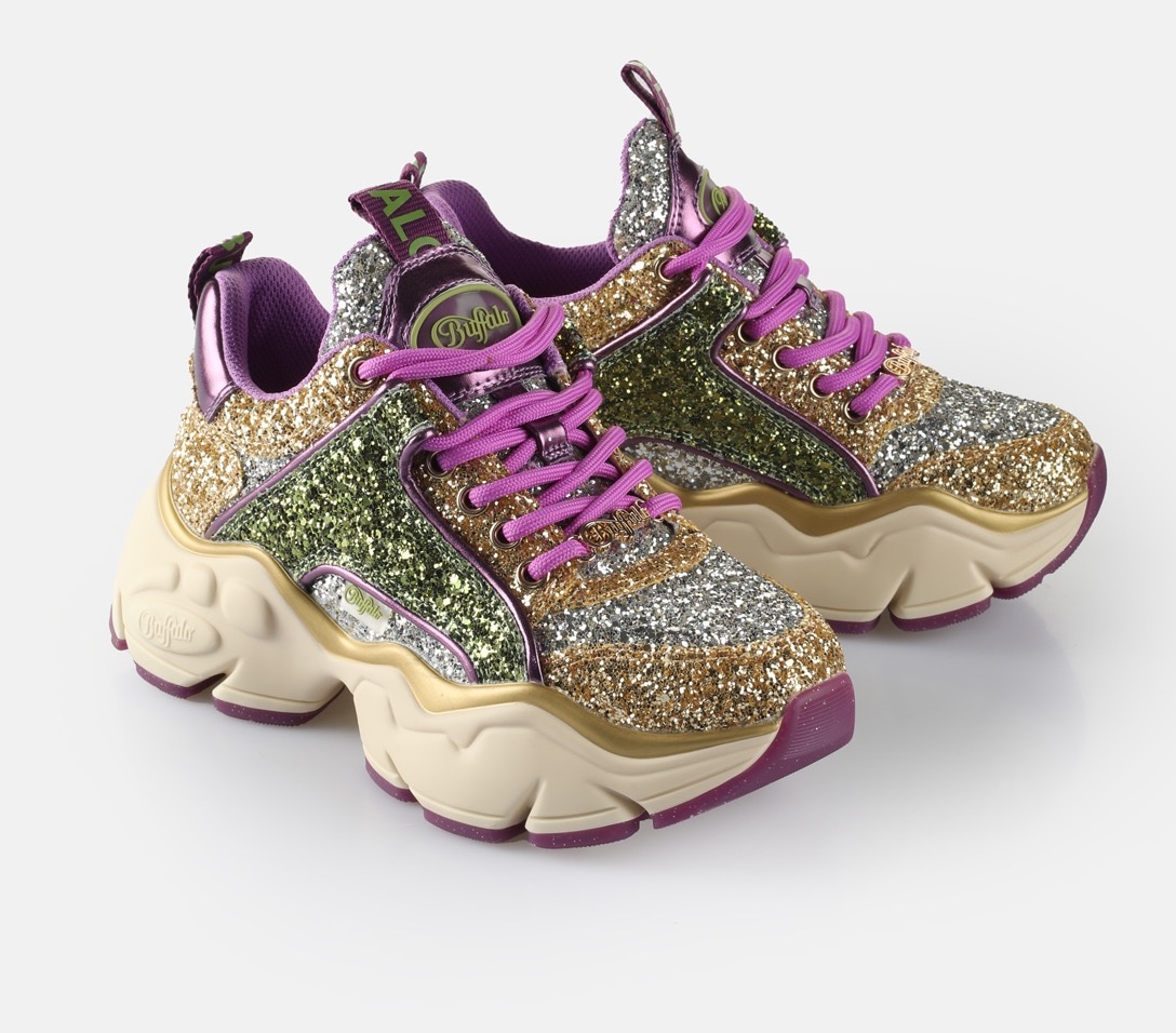 Sneaker »BINARY GLAM«, Freizeitschuh, Chunky-Sneaker, Schnürschuh mit Glitter