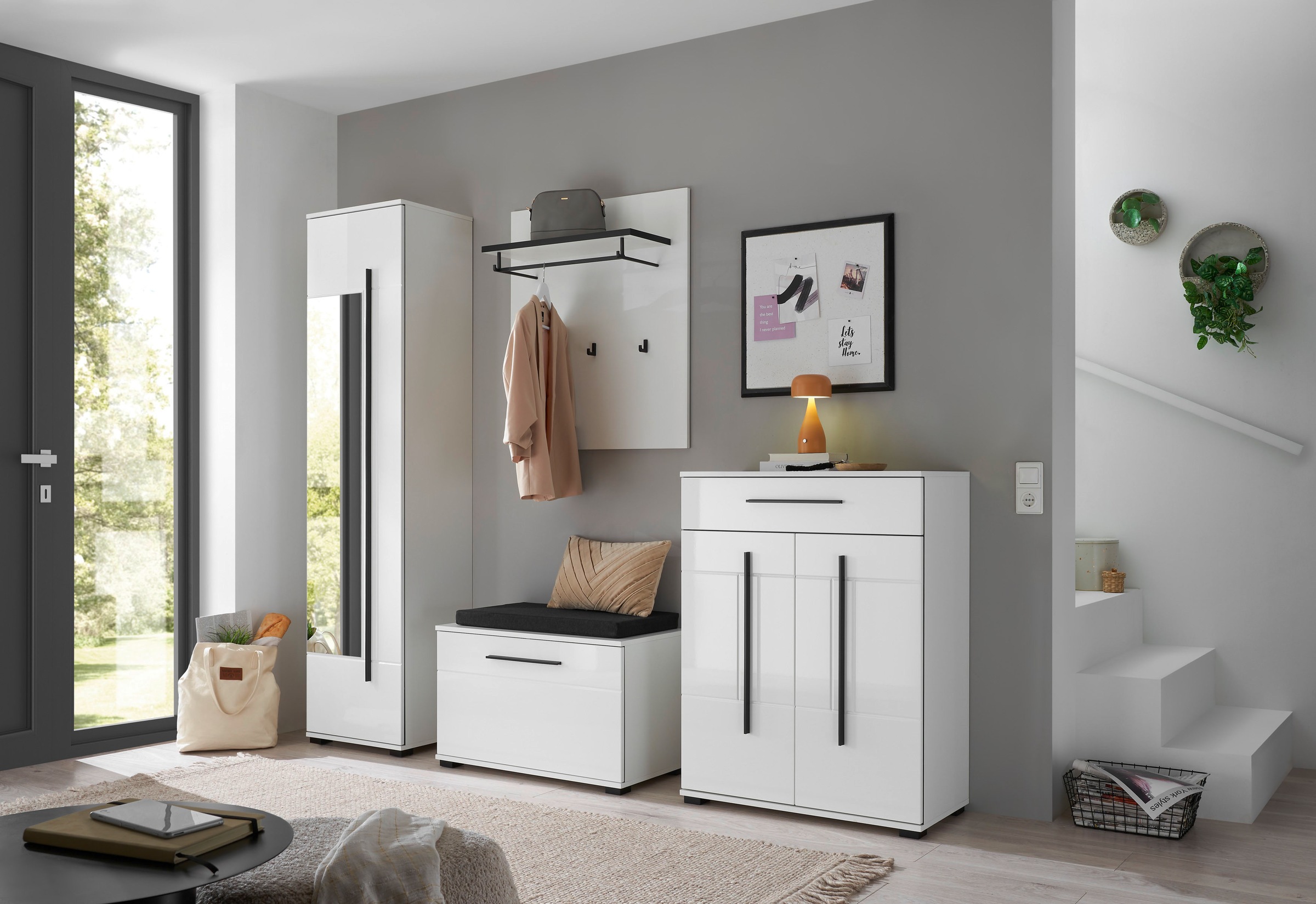 Home affaire Polsterbank »Cantara, Garderobenbank mit Klappe, Sitzbank in zwei Farben« 2 Stk. tlg. inkl. Sitzkissen, Platz für ca. 6 Paar Schuhe, 80 cm breit