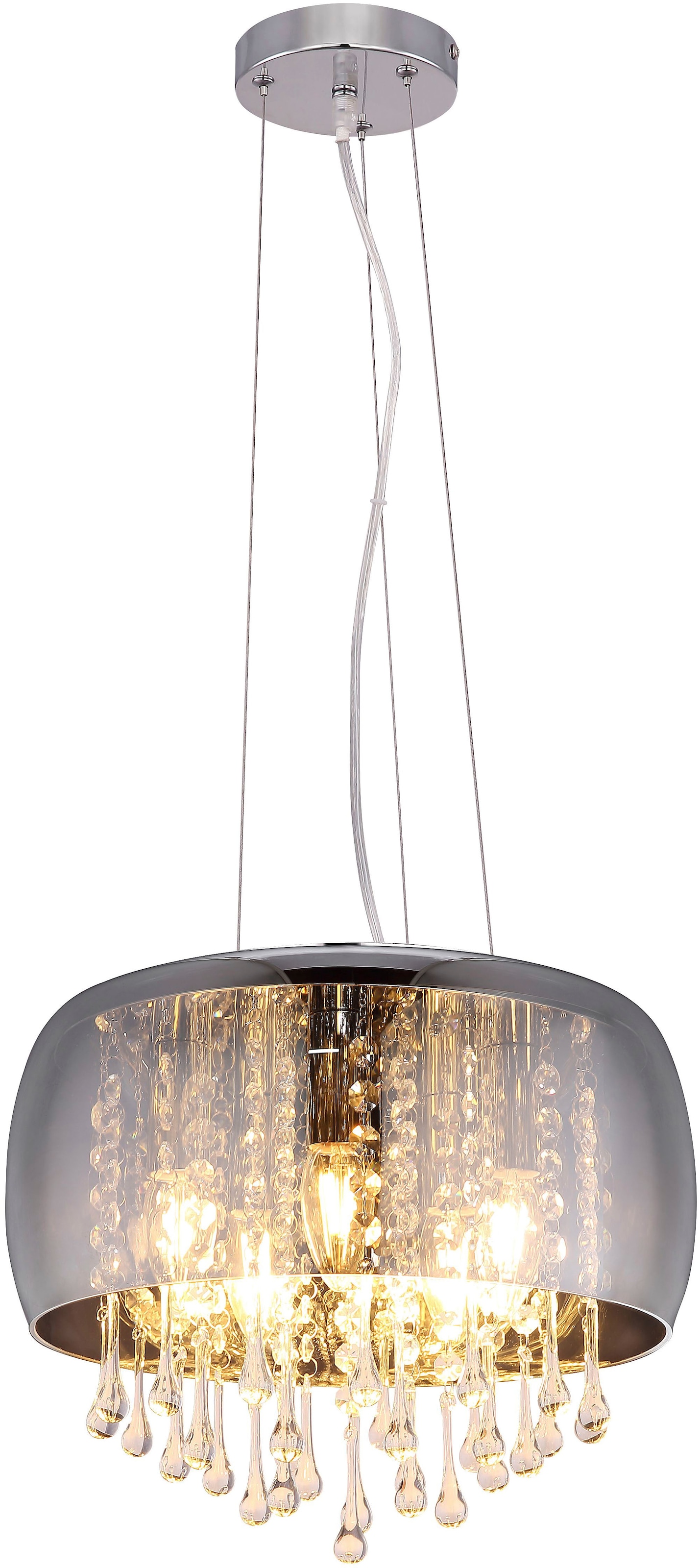 GLOBO LIGHTING Pendelleuchte »KALLA«, Leuchtmittel E14 | ohne Leuchtmittel, Kristalle, Hängeleuchte, Hängeleuchte, Wohnzimmer, Esstisch