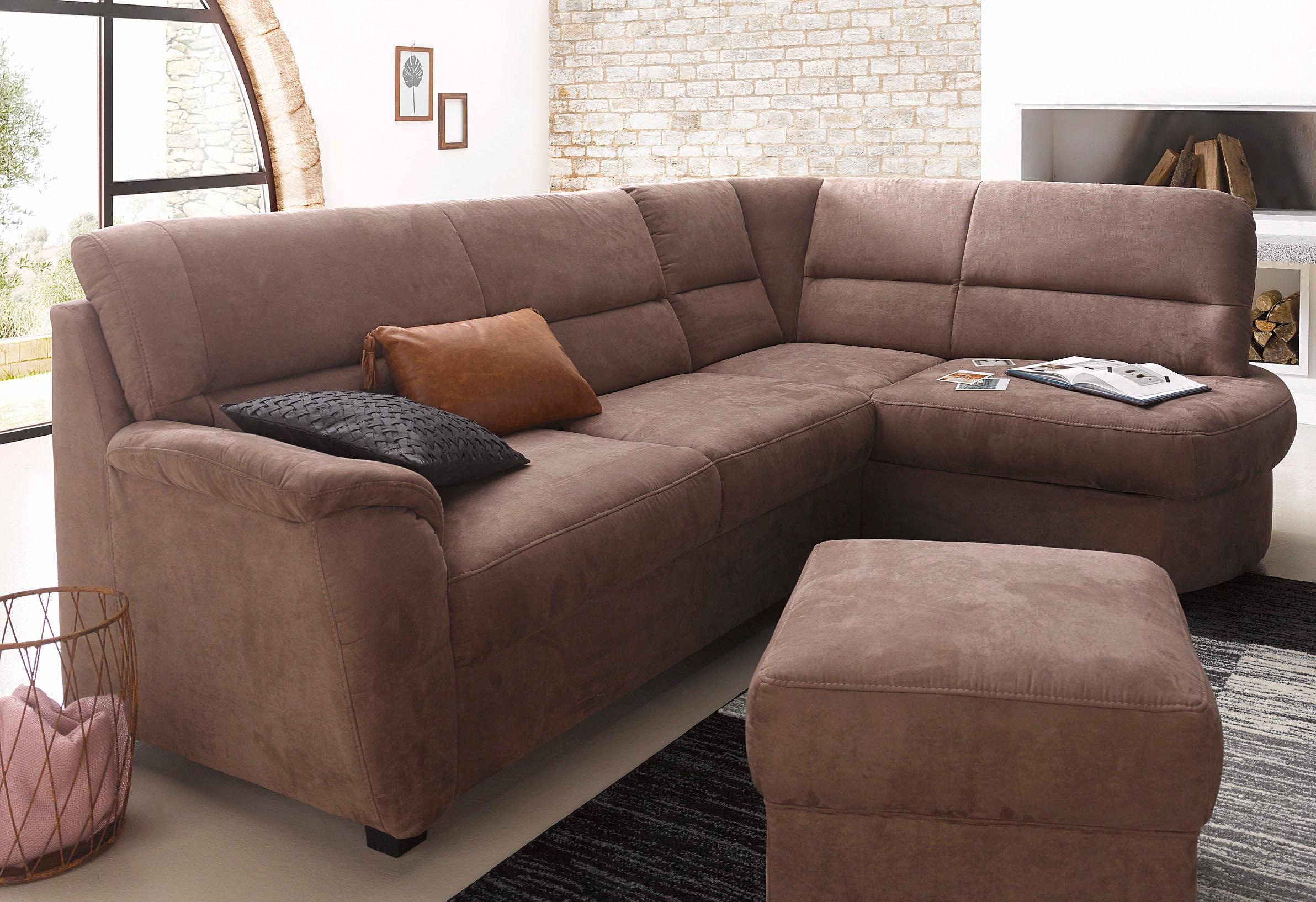 sit&more Ecksofa "Pandora, L-Form, B: 251 cm, Bettfunktion & Bettkasten wählbar" Frei im Raum stellbar, Federkernpolsterung, komfortable Sitzhöhe 45 cm