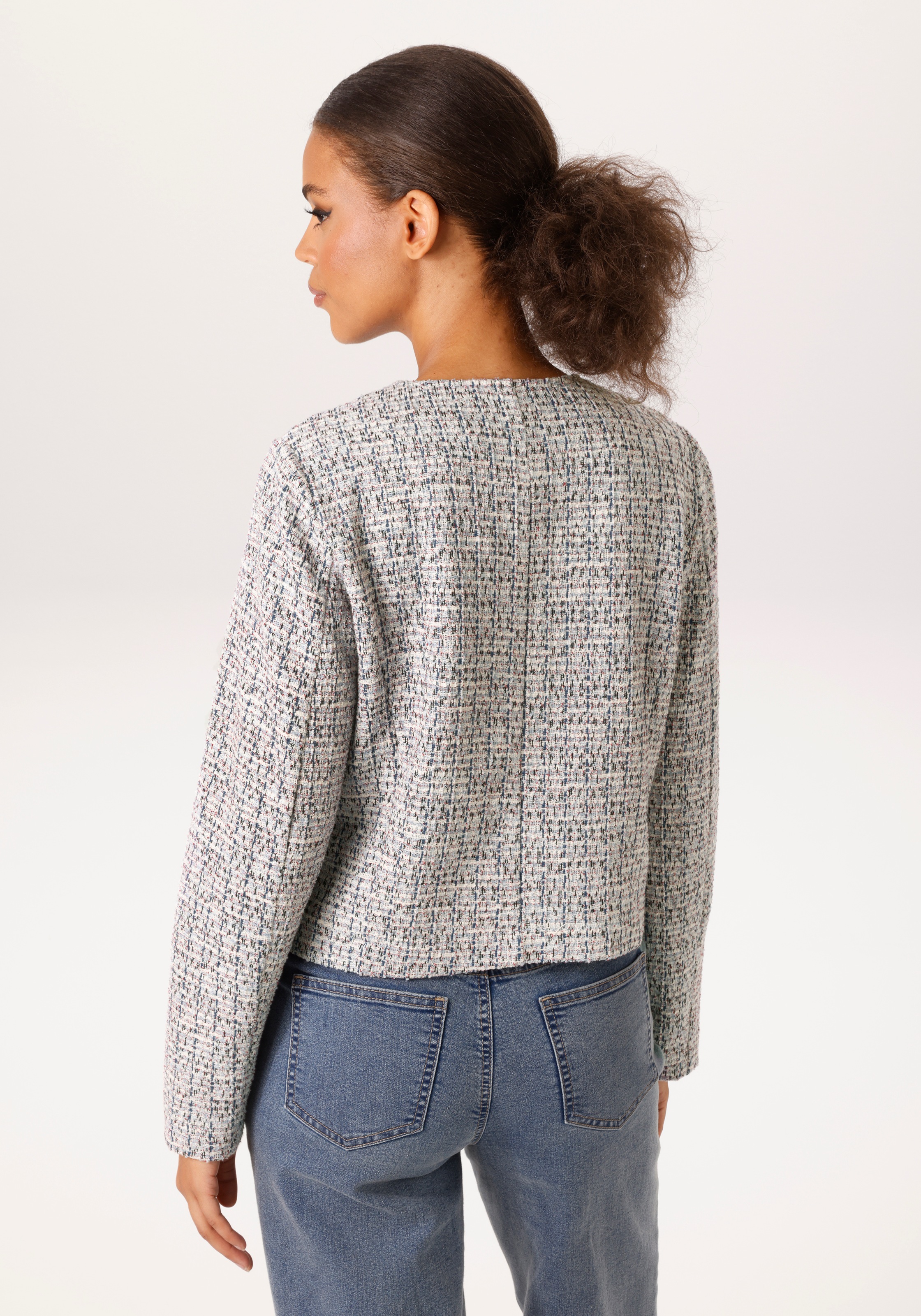 Aniston CASUAL Kurzblazer aus melierter Bouclé-Jacquard-Qualität - NEUE KOL günstig online kaufen