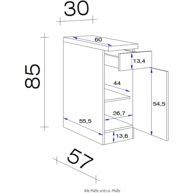 Flex-Well Unterschrank »Vintea«, (B x H x T) 30 x 85 x 60 cm, mit  Metallgriffen bestellen | BAUR