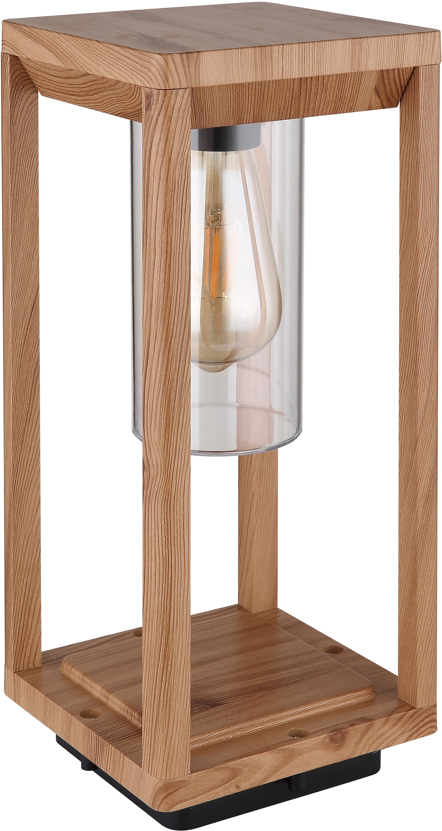 GLOBO LIGHTING Außen-Stehlampe »CANDELA«, Leuchtmittel E27 | ohne Leuchtmittel, Außenlampe/holzoptik/Sockelleuchte/IP44/LxBxH: 150x150x350mm