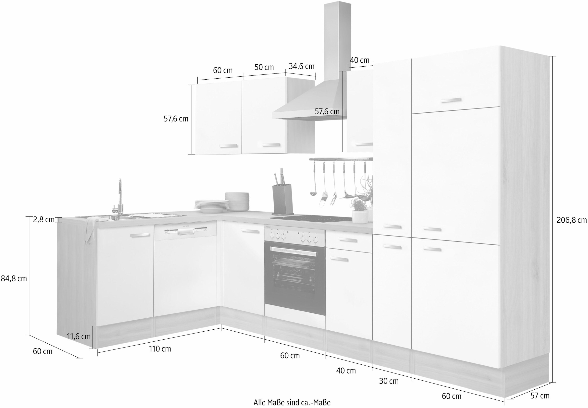 Stellbreite x | BAUR mit 300 175 kaufen cm Winkelküche »Faro«, OPTIFIT E-Geräten,