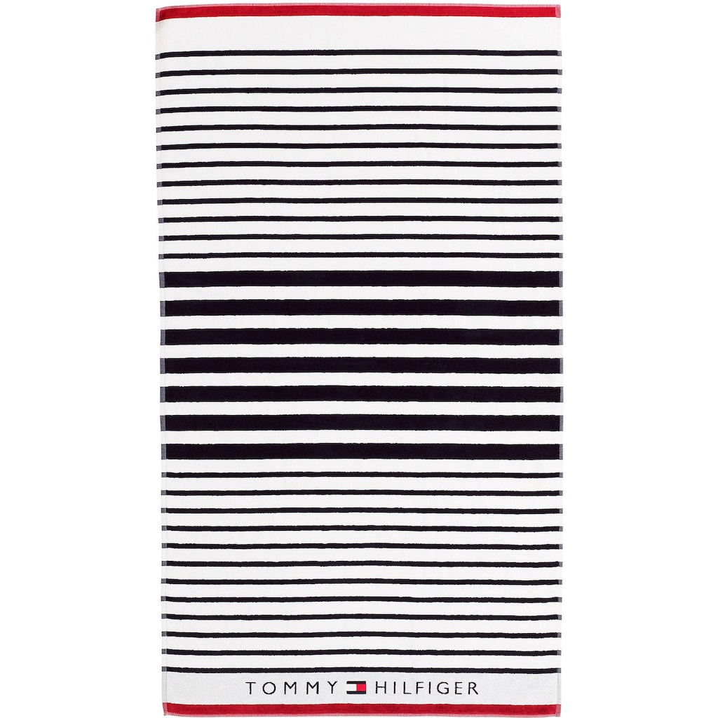 Tommy Hilfiger Strandtuch »Navy gestreift«, (1 St.), mit gestickter Tommy Flagge