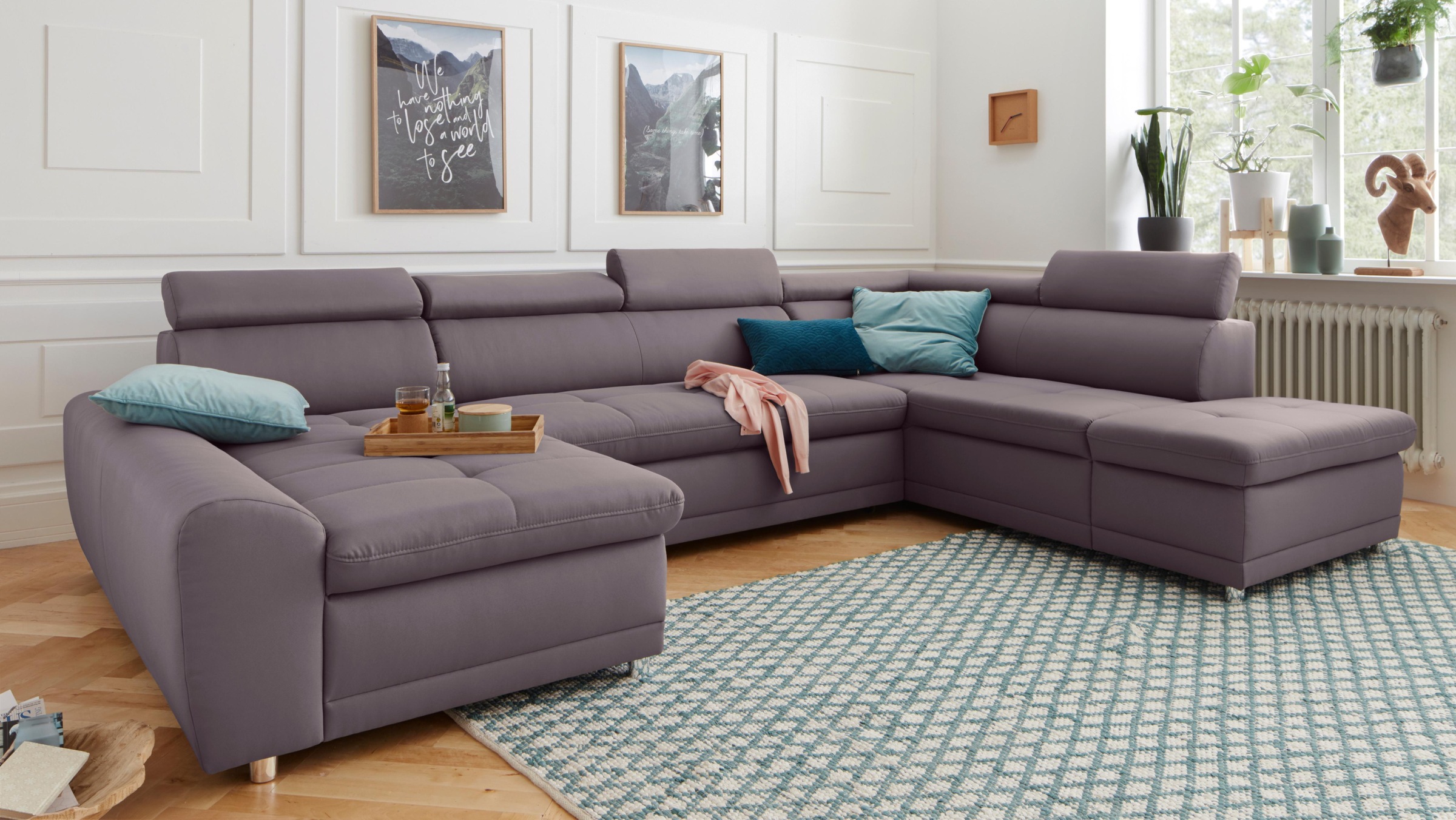 sit&more Wohnlandschaft "Riva U-Form", wahlweise mit Bettfunktion günstig online kaufen