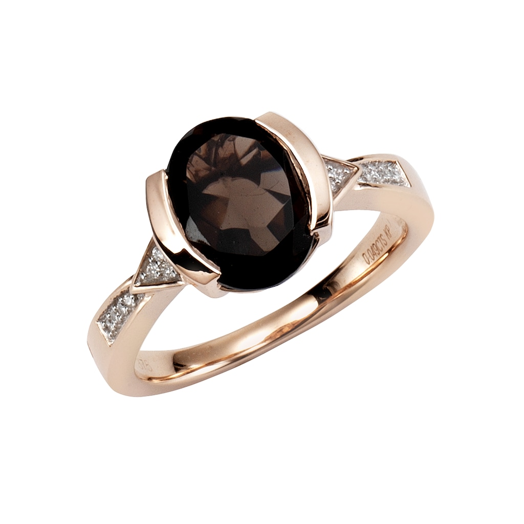 Diamonds by Ellen K. Fingerring »375/- Gold Rauchquarz mit Diamant 0,04ct.«