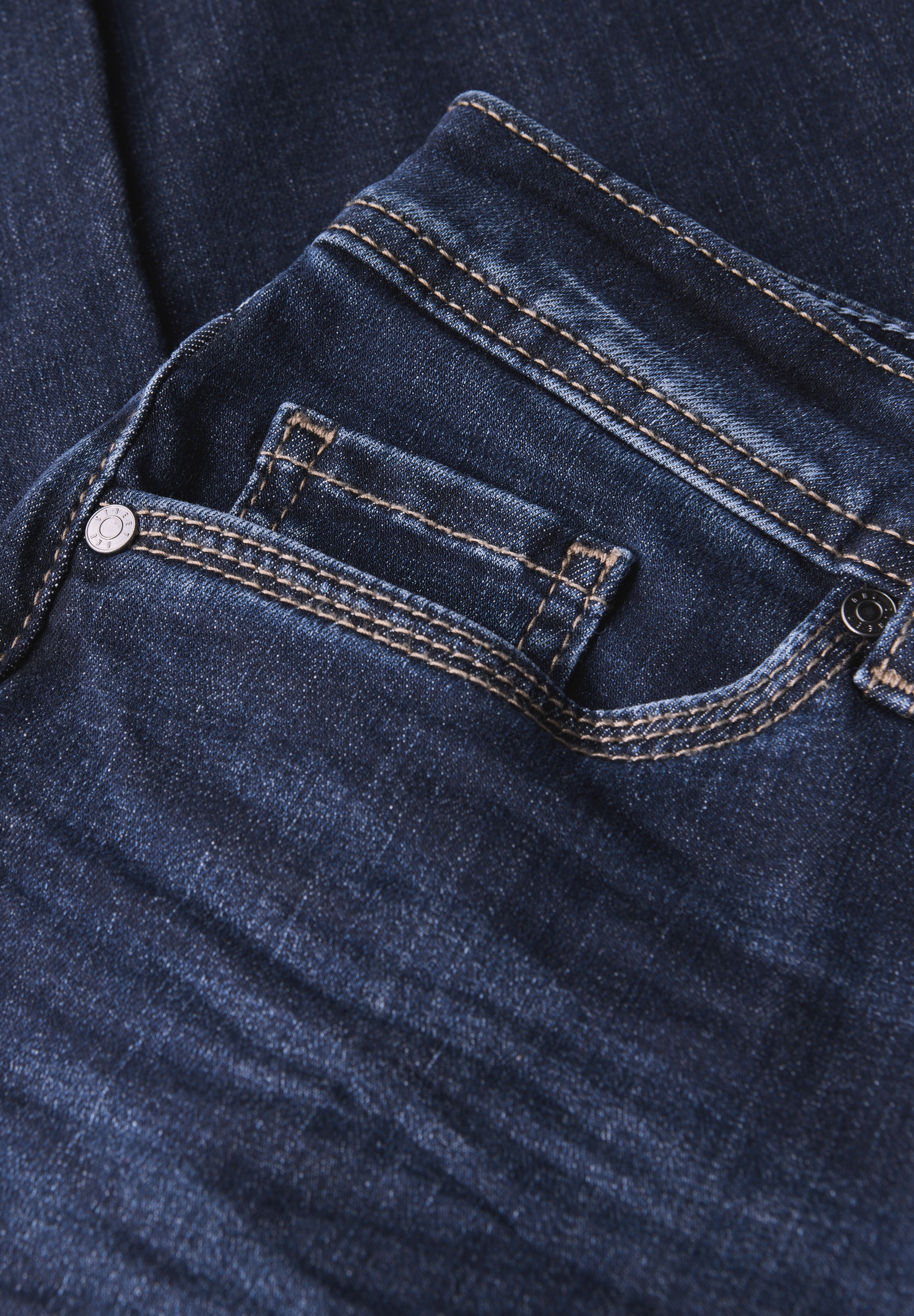 Slim-fit-Jeans STREET ONE, Damen, Gr. 30, Länge 30, schwarz indigo washed, Web, 72% Baumwolle, 27% Polyester, 1% Elasthan, unifarben, lang, Jeans Slim-fit-Jeans, High Waist 6