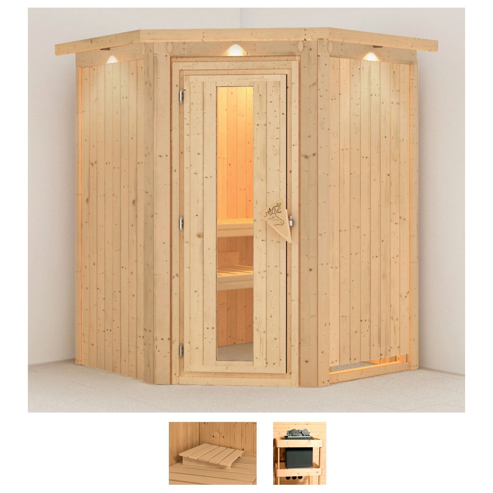 KARIBU Sauna "Larin", ohne Ofen, (ohne Ofen), beige, Saunen, ohne Ofen