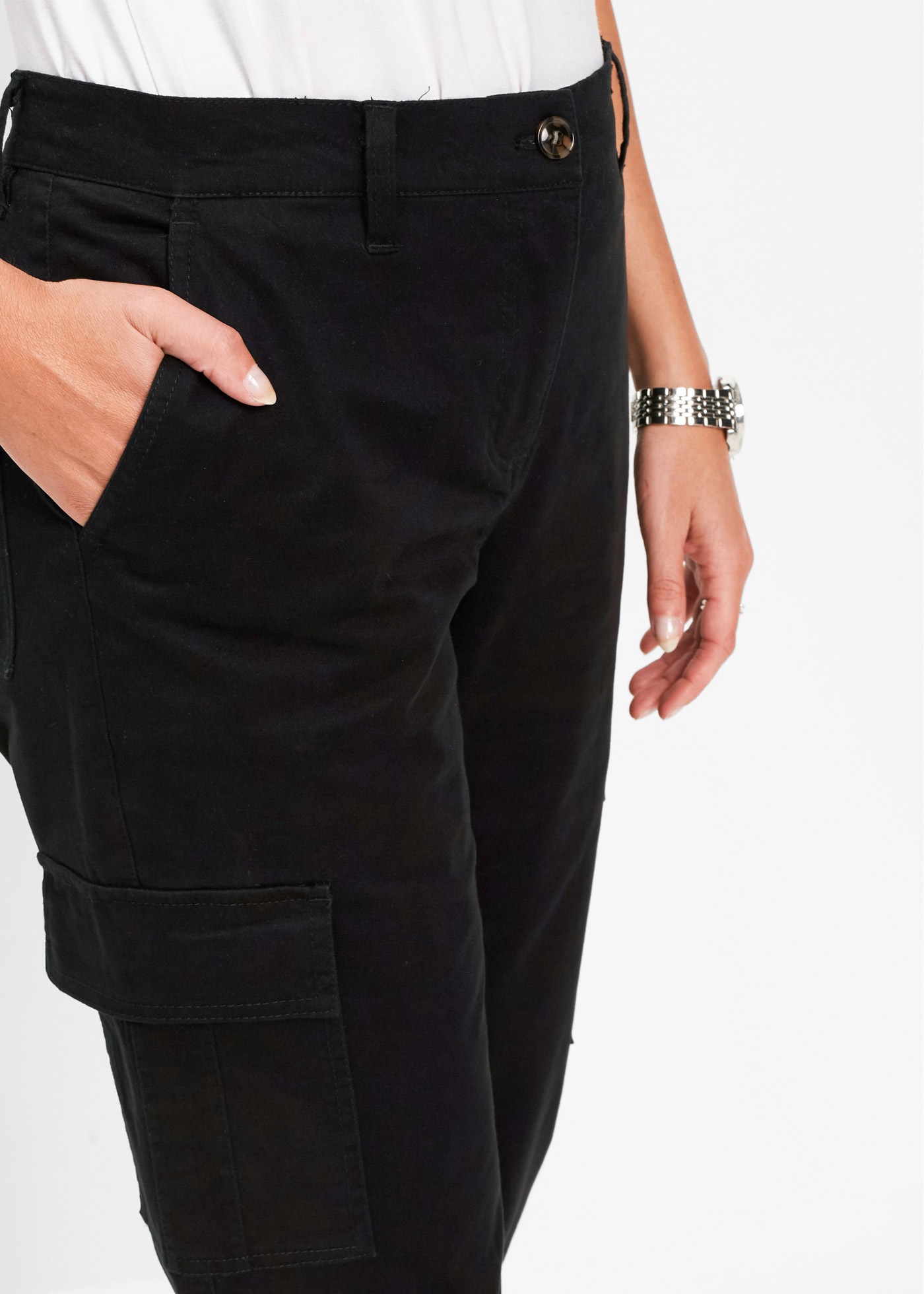 Bonprix Women's Cargo Trousers Black Size 50 3