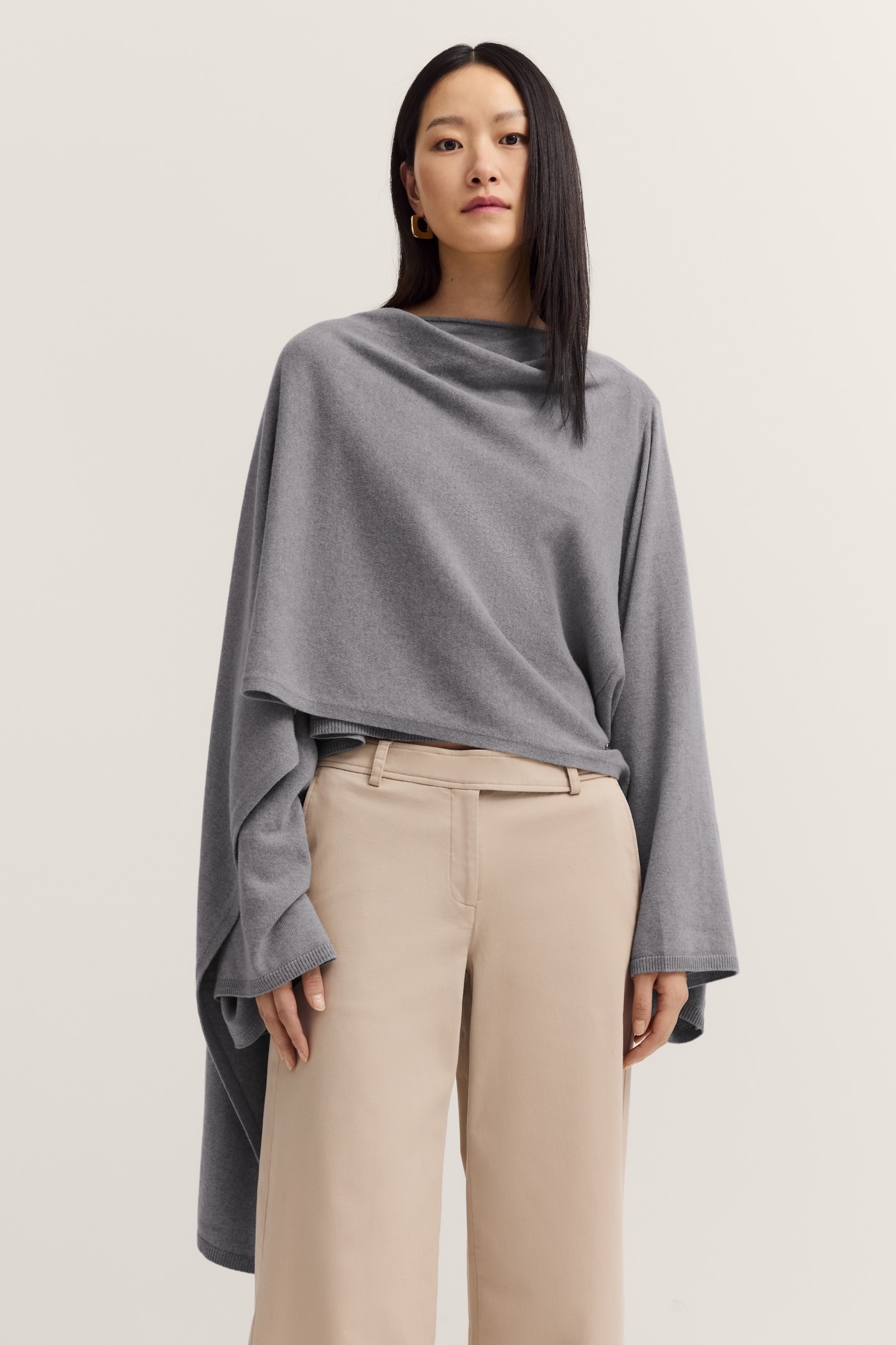 bugatti Strickcape "Rundhals-Ausschnitt", aus Woll-Kaschmir-Mix günstig online kaufen