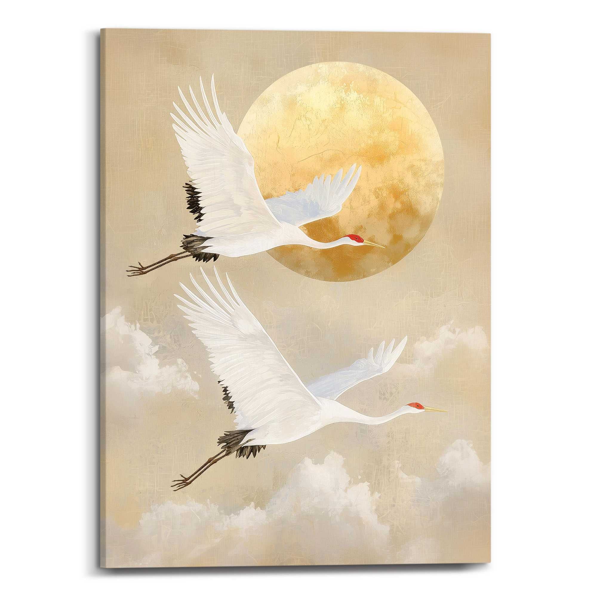 Reinders Leinwandbild "Kräne", Wohnzimmer - Mond - Beige - Leinwand - Tiere günstig online kaufen