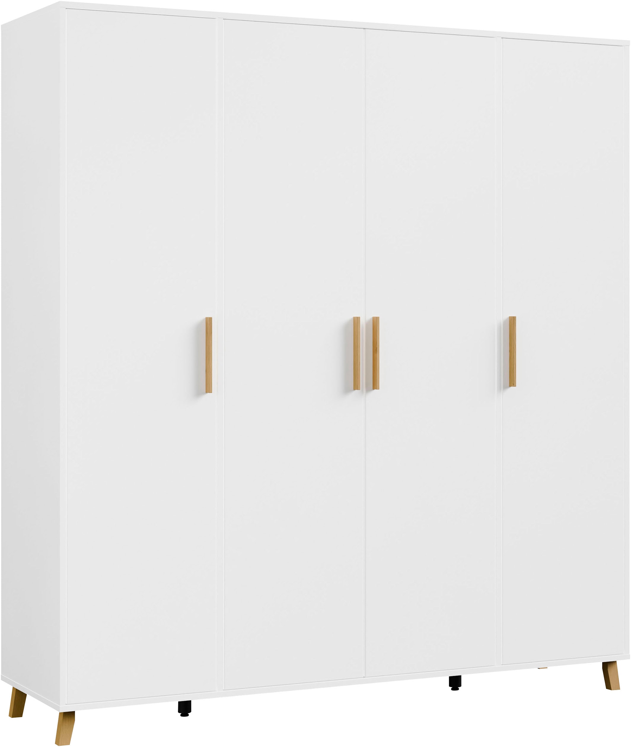 rauch Drehtürenschrank "Kleiderschrank Schrank Garderobe SHINJO Breiten 93/140/187 cm" in 3 verschiedenen Ausstattungen BASIC/CLASSIC/PREMIUM, Griffe und Füße aus Massivholz, viel Stauraum MADE IN GERMANY