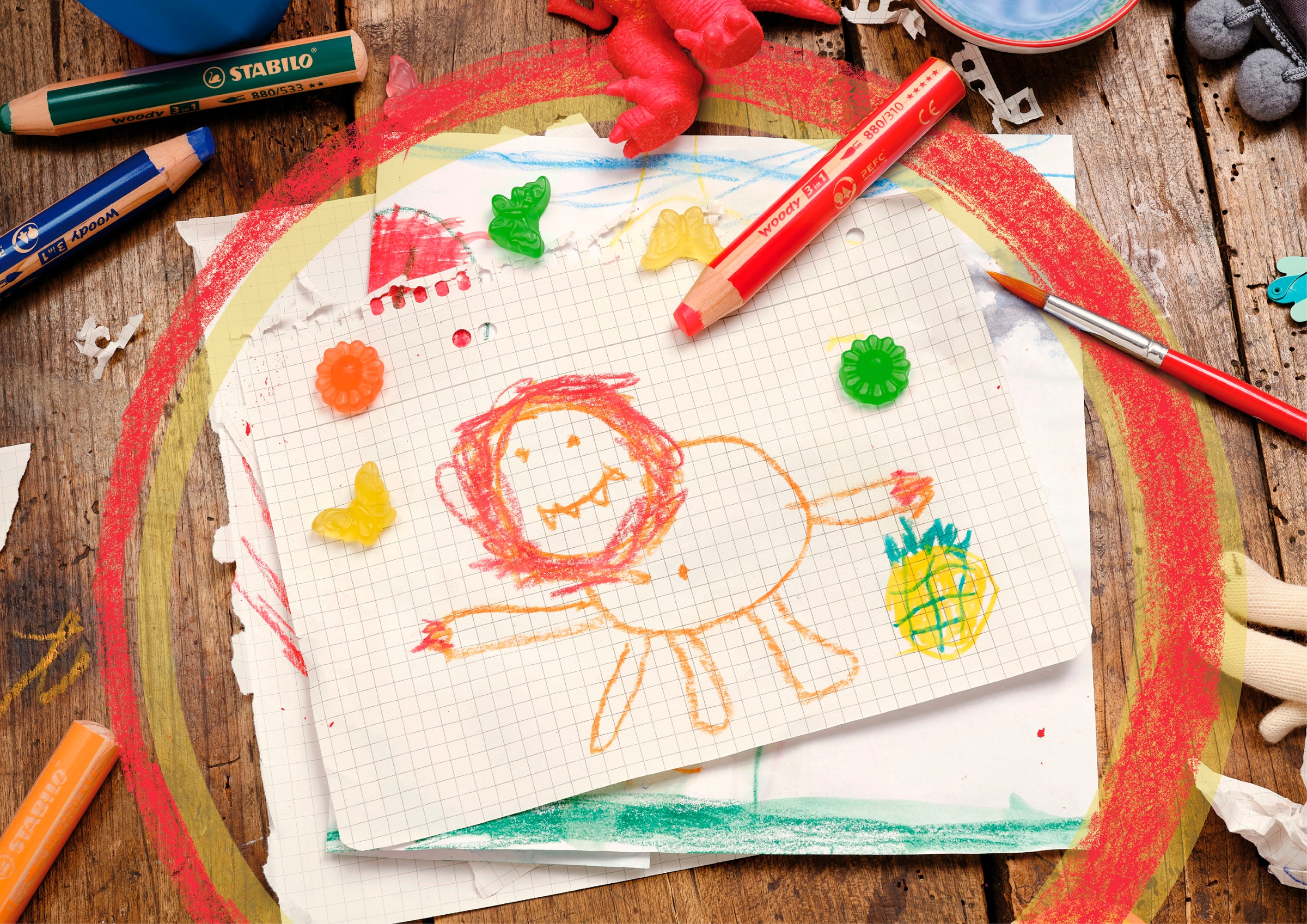 STABILO Buntstift »Wasserfarbe & Wachsmalkreide woody 3 in 1 - 6er Pack« mit 6 verschiedenen Farben; Made in Germany