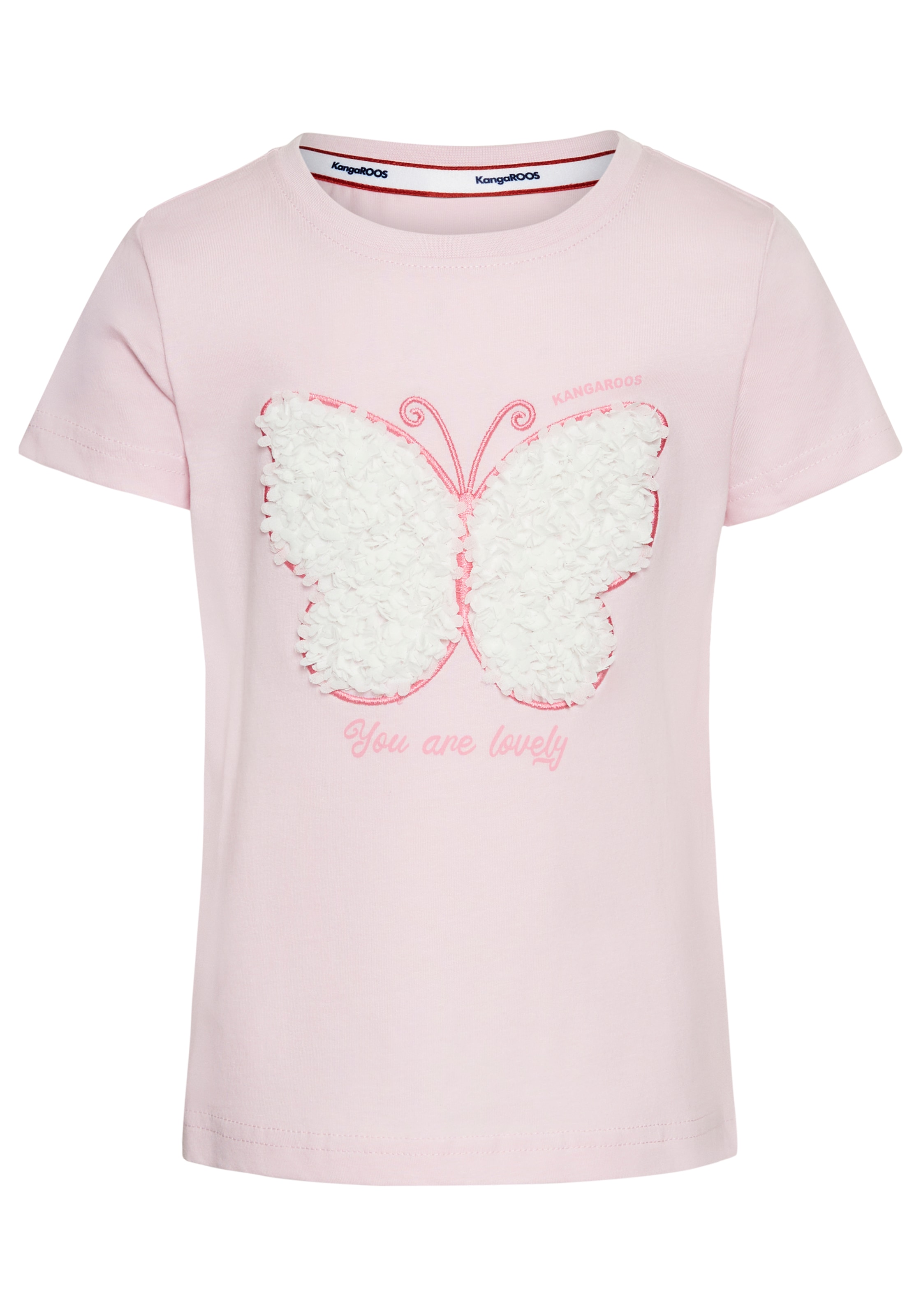 KangaROOS T-Shirt »Aufwendige Schmetterling-Applikation«, T-Shirt mit aufwendiger 3D-Applikation