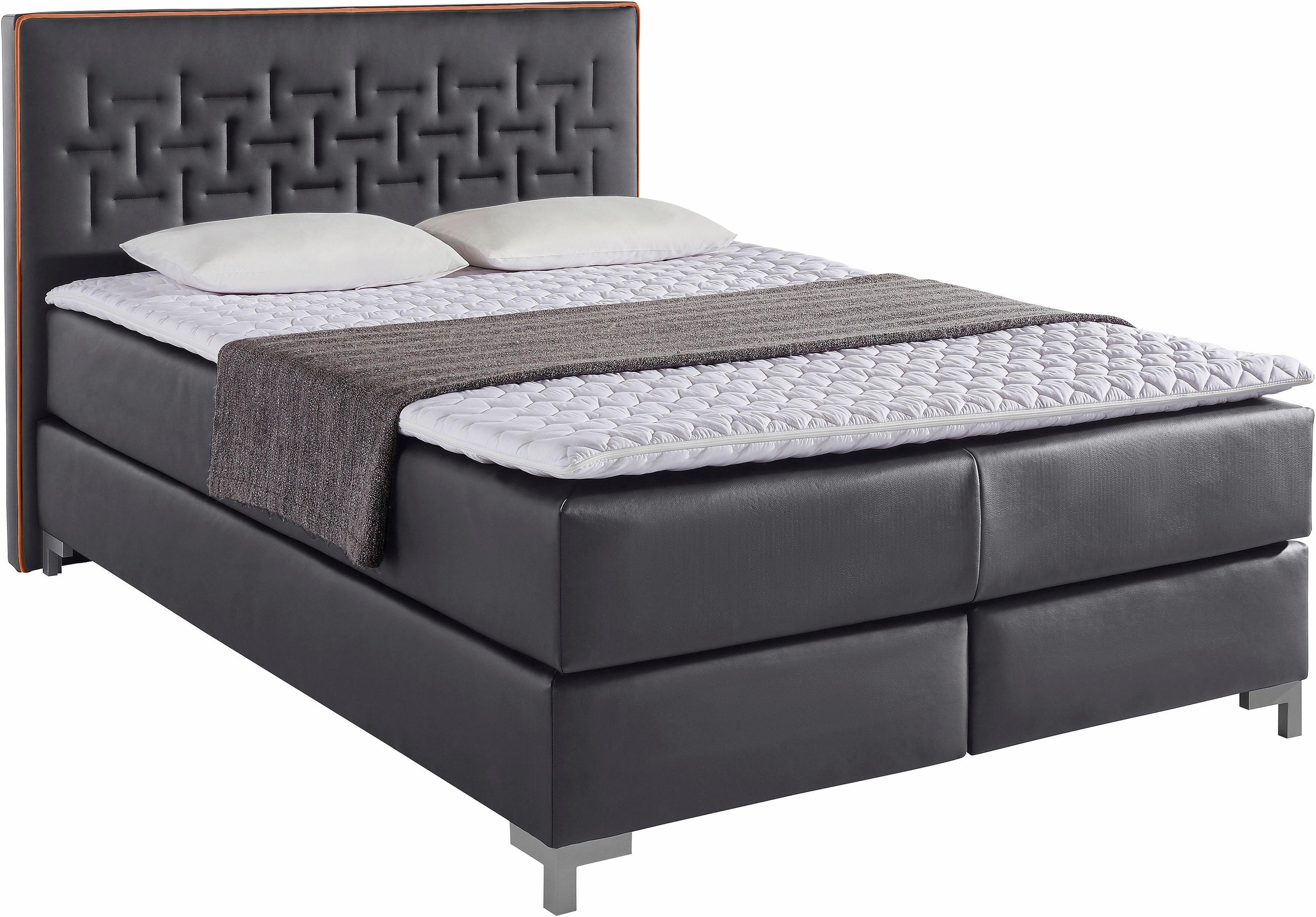 INOSIGN Boxspringbett »Coos«, mit besonderer Steppung im Kopfteil, 3 Matratzenarten, 2 Härtegrade