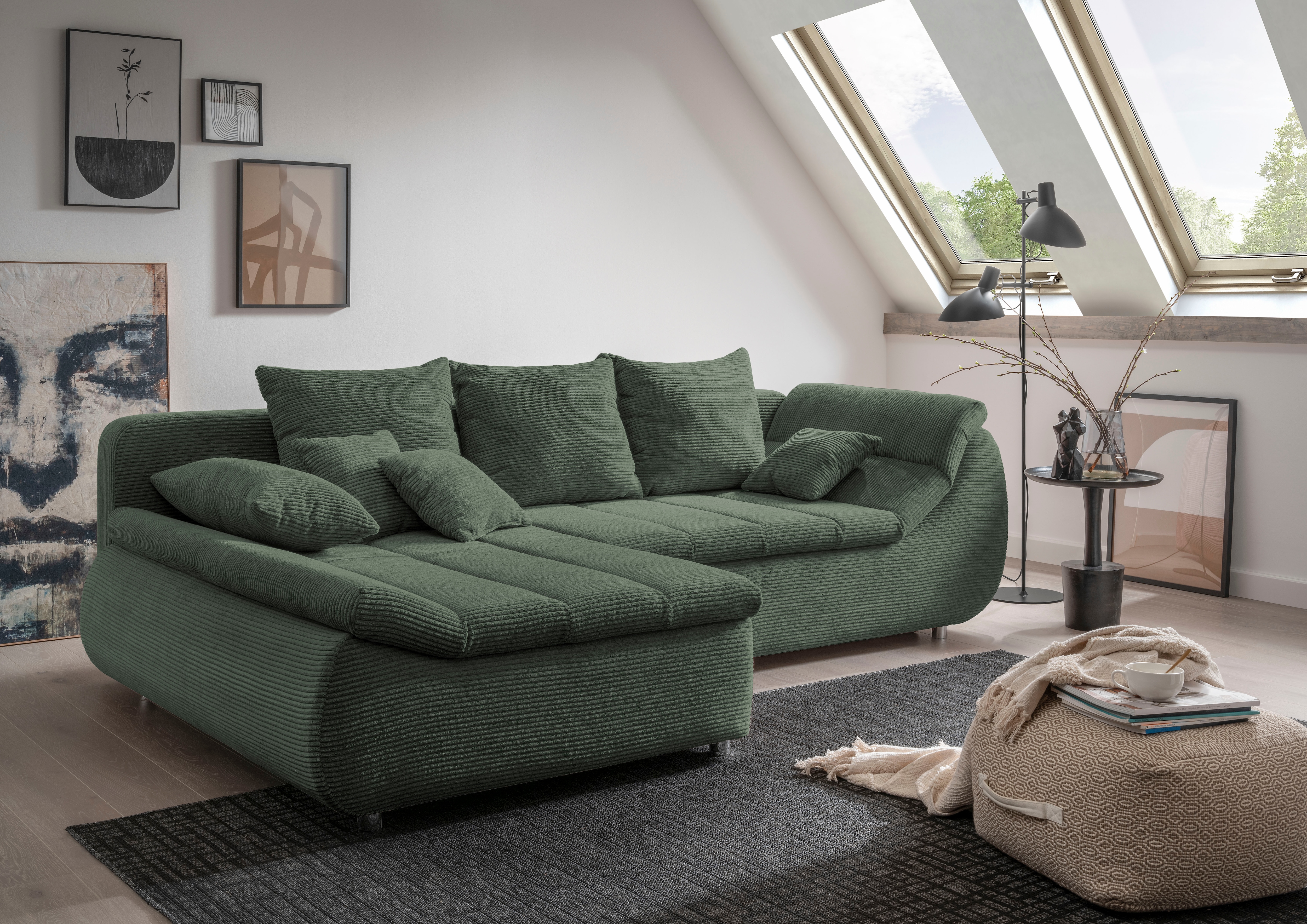 Home affaire Ecksofa "Imola, bequem, aktuelle Steppung im Sitz, L-Form, Breite 270cm" wahlweise mit Bettfunktion