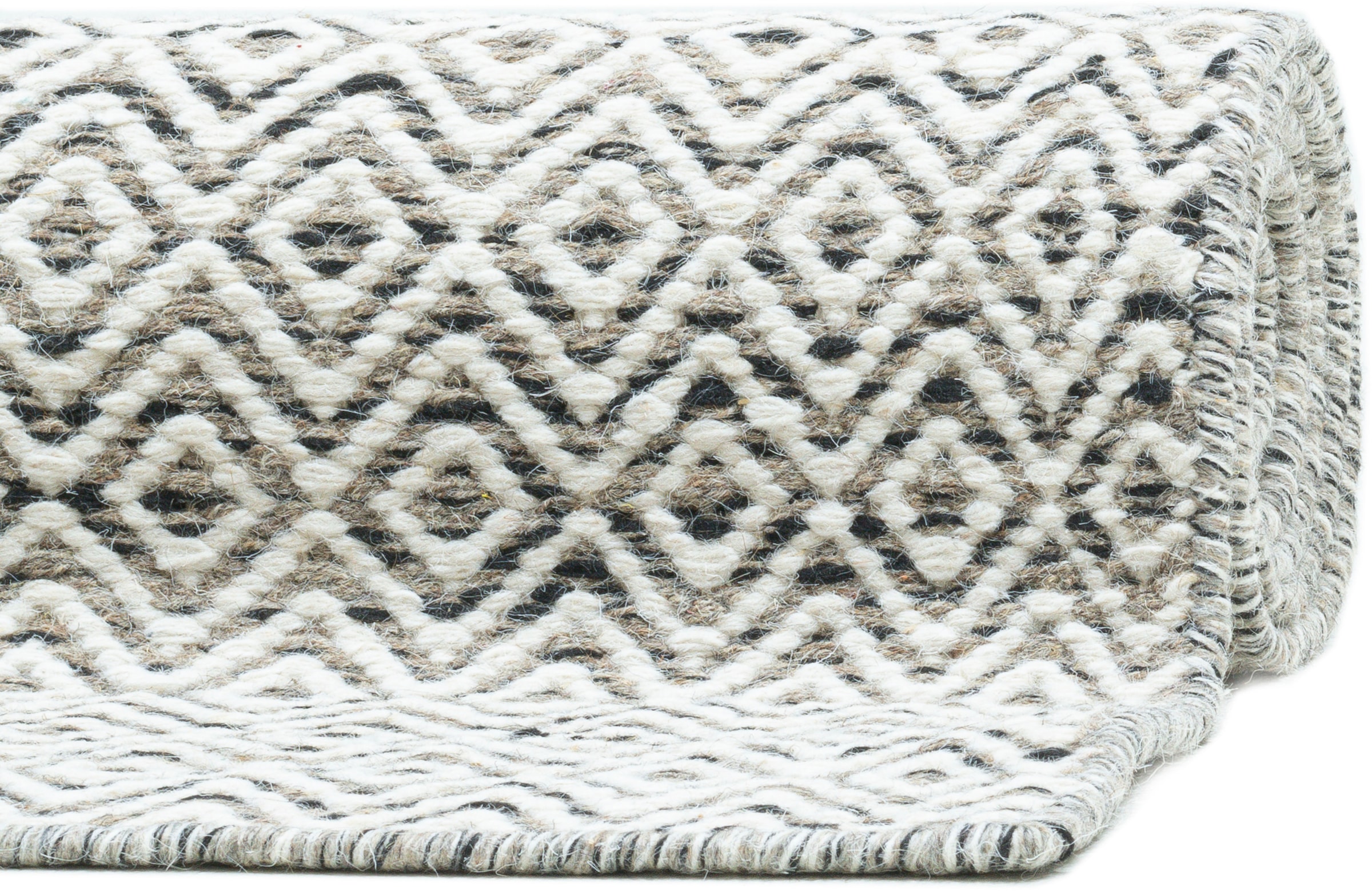 THEKO Wollteppich »Trondheim BAUR Handweb Muster Teppich, kaufen handgewebt, Flachgewebe, rechteckig, PO-502«, reine Rauten | Wolle
